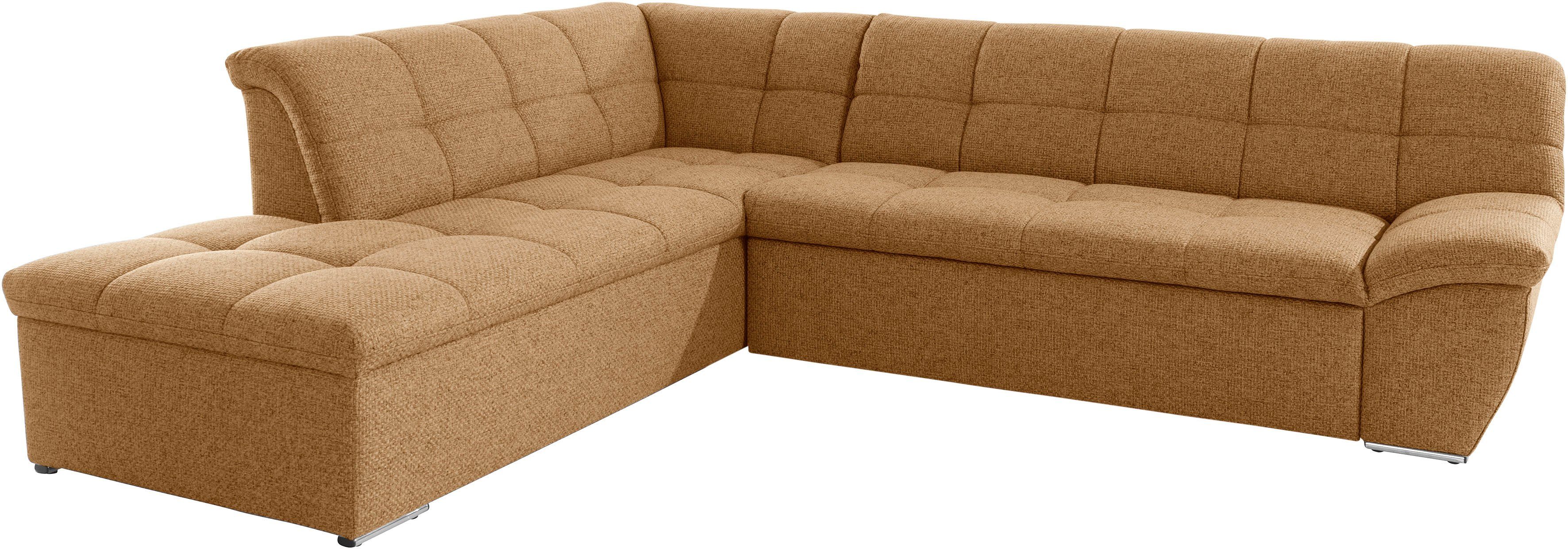 DOMO collection Ecksofa Lagoa, moderne Sitzheftung, bequem und komfortabel, L-Form, wahlweise mit Bettfunktion, frei im Raum stellbar, große Farbvielfalt