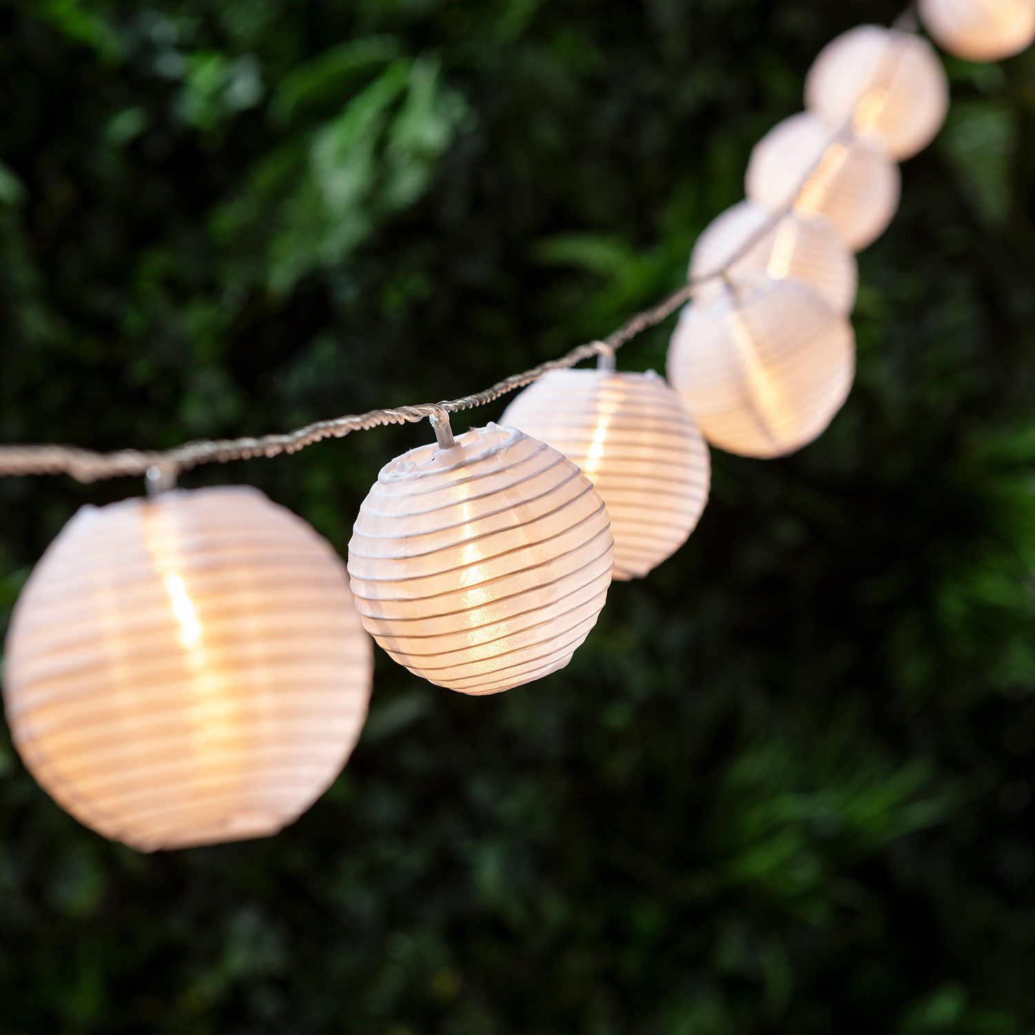 Lights4fun LED-Lichterkette 20er Lampion Lichterkette warmweiß