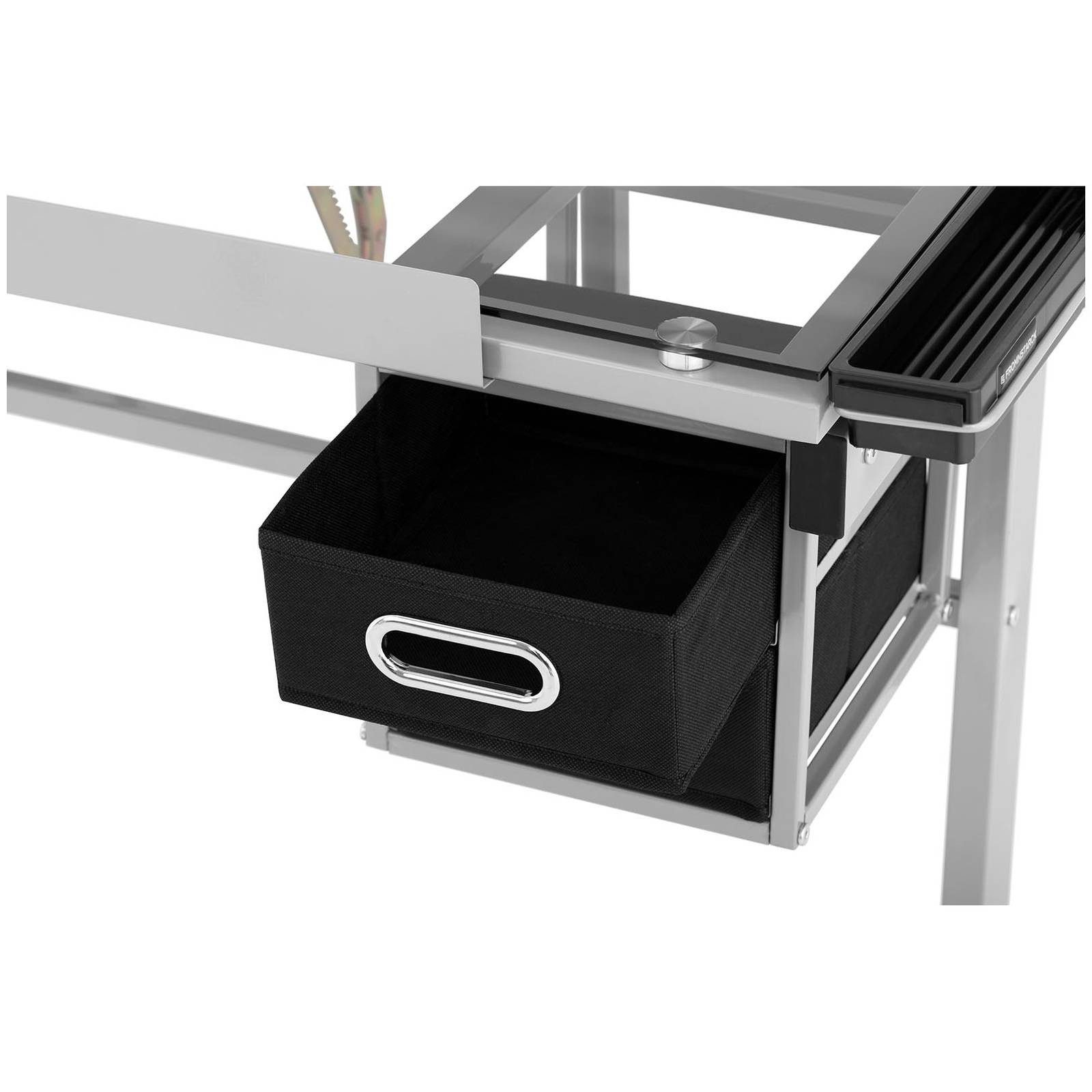Fromm&Starck Zeichentisch 104 x 60 cm Architektentisch Arbeitstisch neigbar Glasplatte Rollen, Silbern