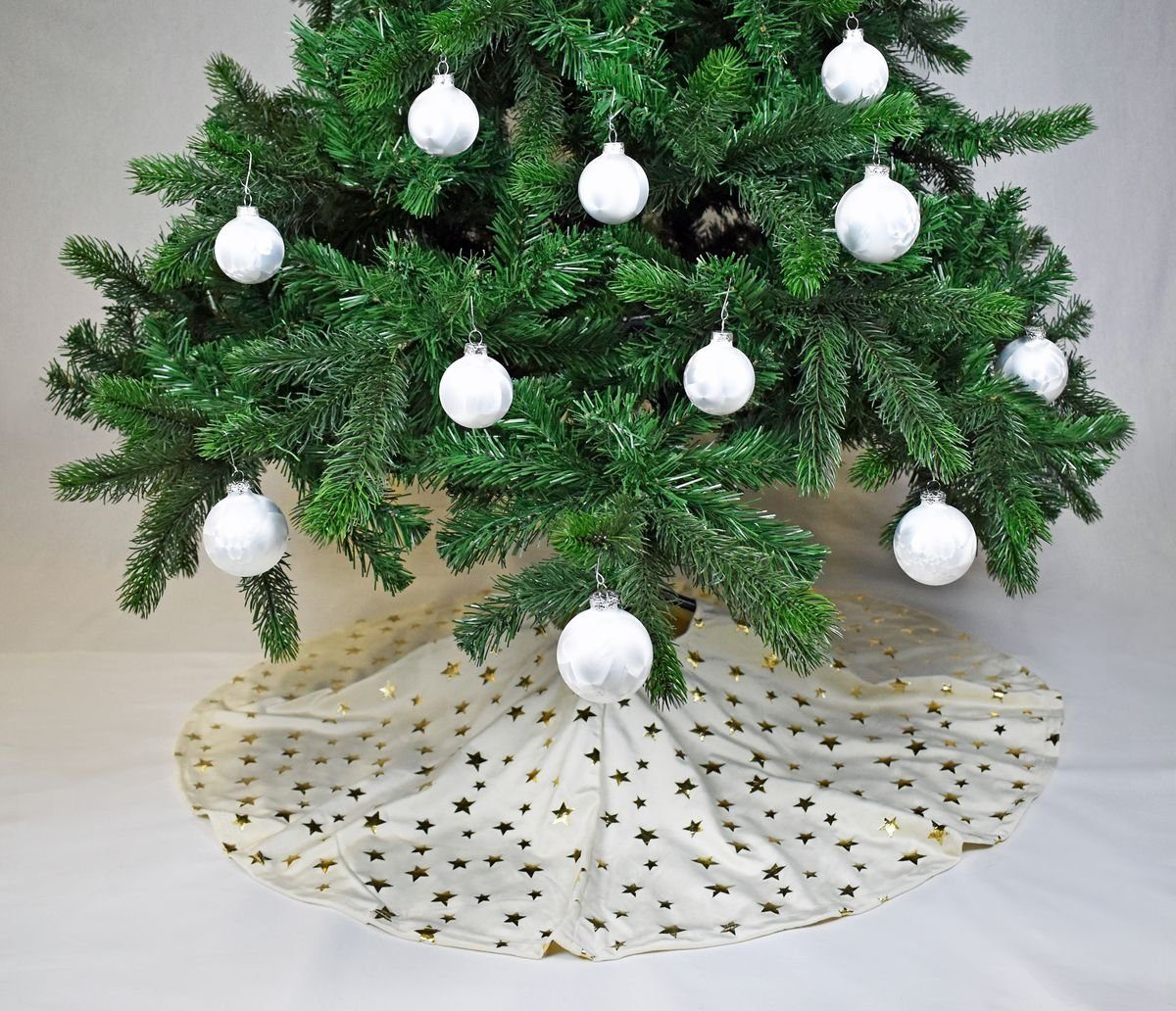 / Ø Baumteppich JACK Weihnachtsbaum Christbaumdecke Decke Beige Kuschlige Sterne Tannenbaum, 120cm Weihnachtsbaumdecke Unterlage Tannenbaumdecke Weihnachtsbaumdecke Rund