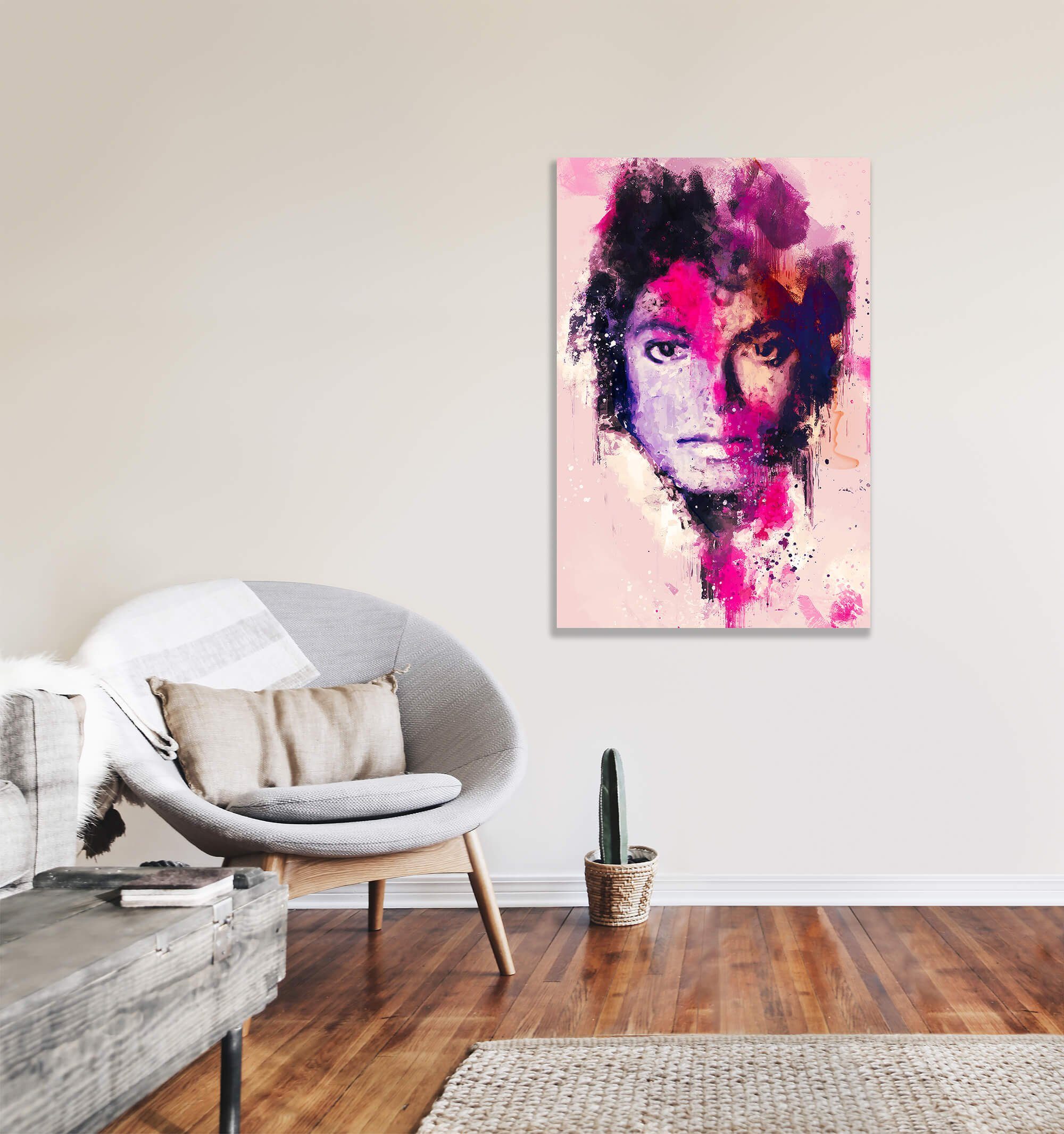 Sinus Art Leinwandbild Michael Jackson Porträt Abstrakt Kunst King of Pop Legende 60x90cm Leinwandbild