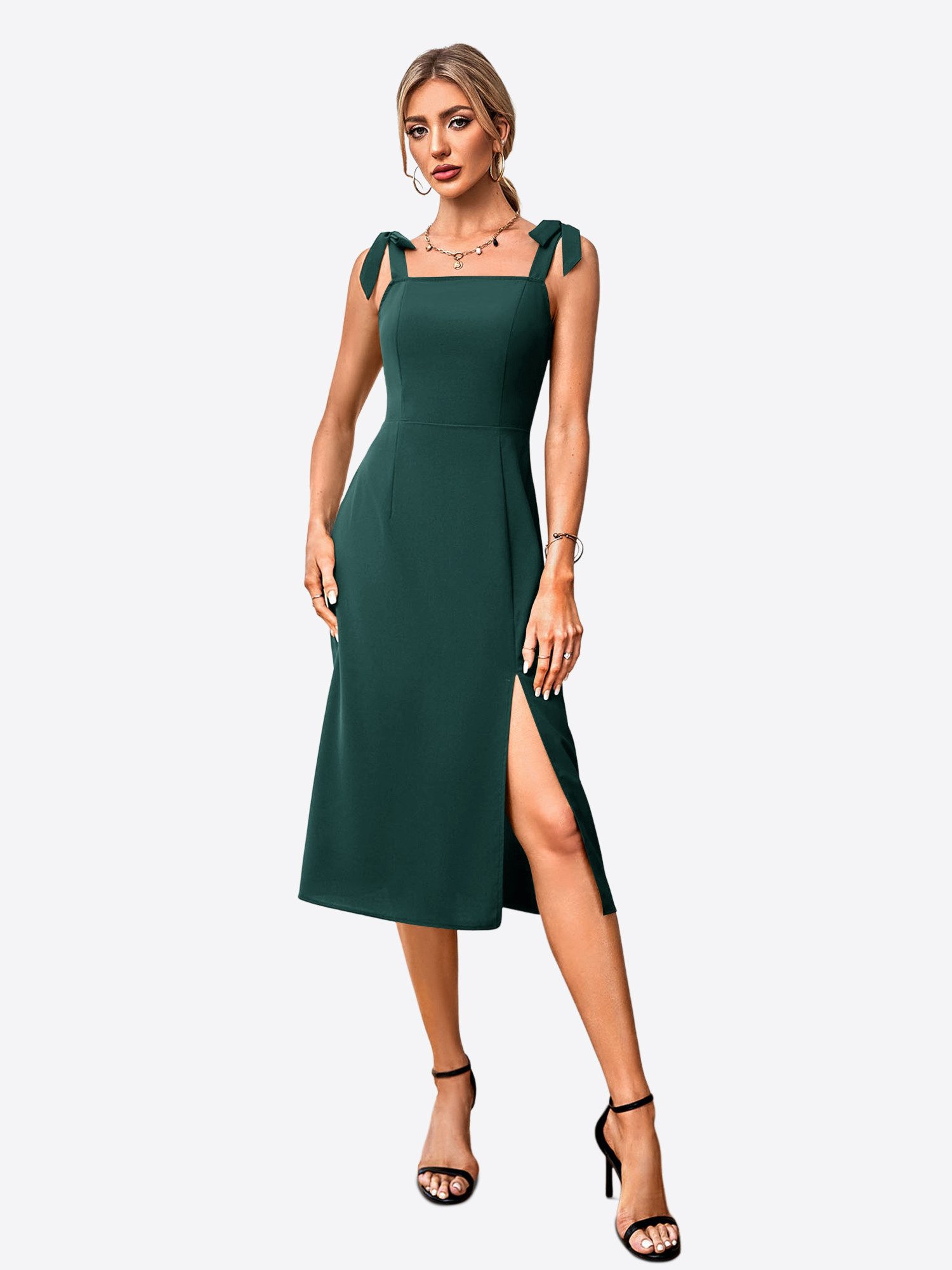 Imily Bela Midikleid Damen Elegante Kleider (Packung, 1-tlg., 1per-Pack) Einfarbig