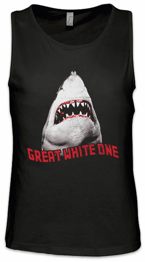 Urban Backwoods Tanktop White Shark II Ärmelloses T-Shirt Weißer Hai Jaws Surfer Taucher Weiße Diver Größen Hawaii Maui