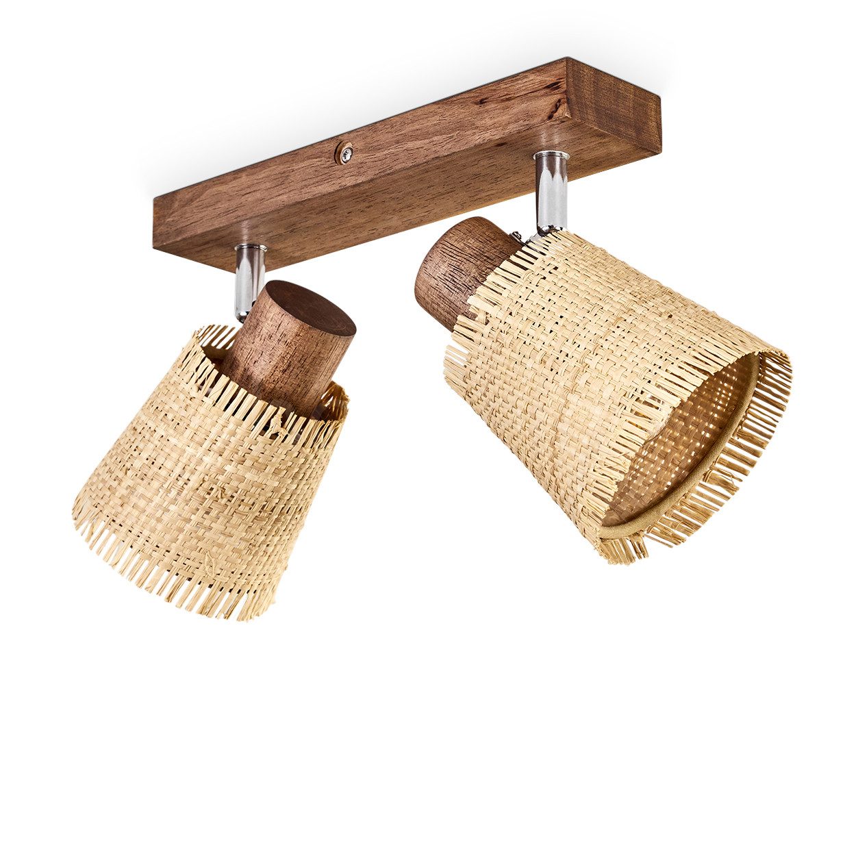 hofstein Deckenleuchte moderne Deckenlampe aus Holz/Metall/Bast in Dunkelbr günstig online kaufen