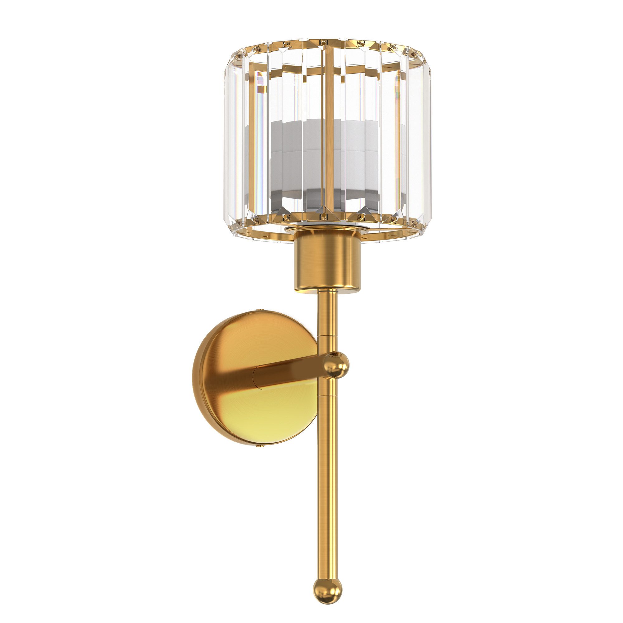 LOHAS-LED Wandleuchte 2er Set zylindrische Kristall-Wandlampe in Gold, LED wechselbar, Warmweiß bis Kaltweiß mit RGB-Farbwechsel, 3200 mAh Akku-Leuchte mit RGB-Farben, Dimmer und Timer
