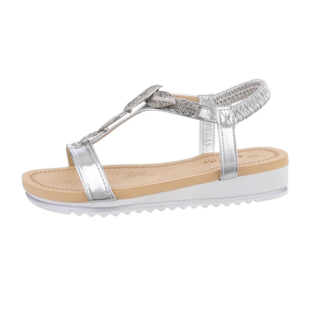 Ital-Design Damen Freizeit Riemchensandalette (86016895) Keilabsatz/Wedge Keilsandaletten in Silber