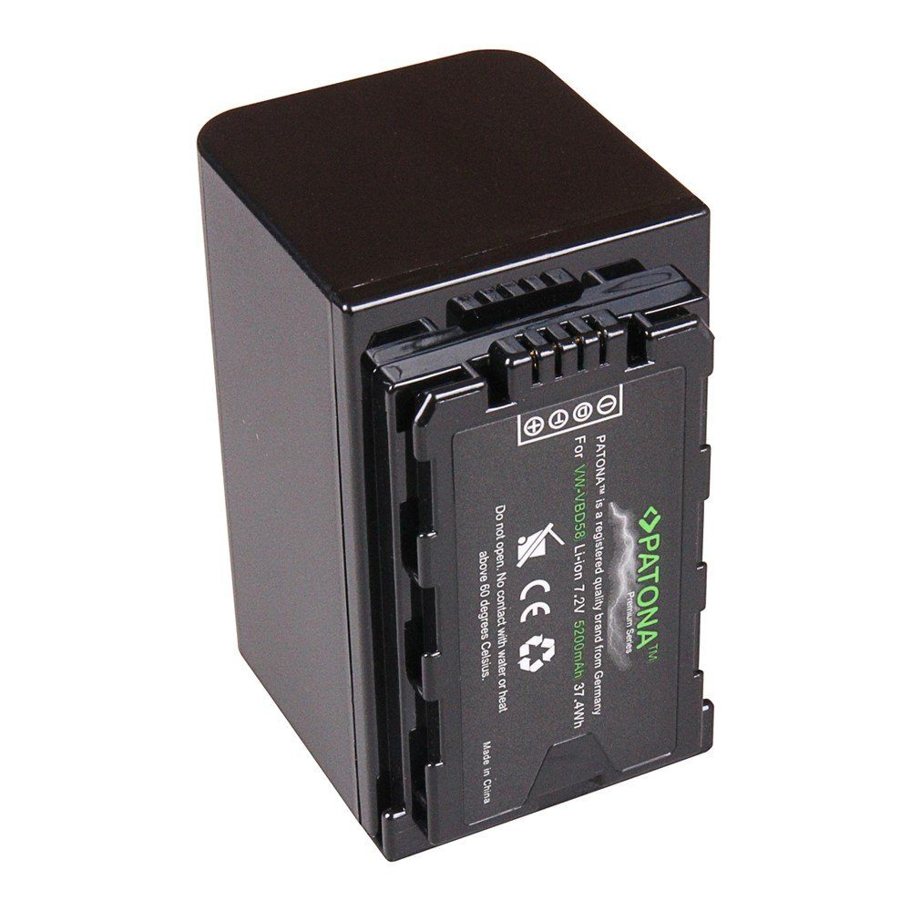 Patona 2x Akku für Panasonic VW-VBD58 Kamera-Akku Ersatzakku 5200 mAh (7,2 V, 2 St), AJ-PX270 AG-AC8EJ VW-VBD58E-K