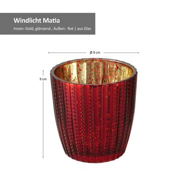 MamboCat Teelichthalter B./2 4tlg Set Windlicht Matia rot - 2025861
