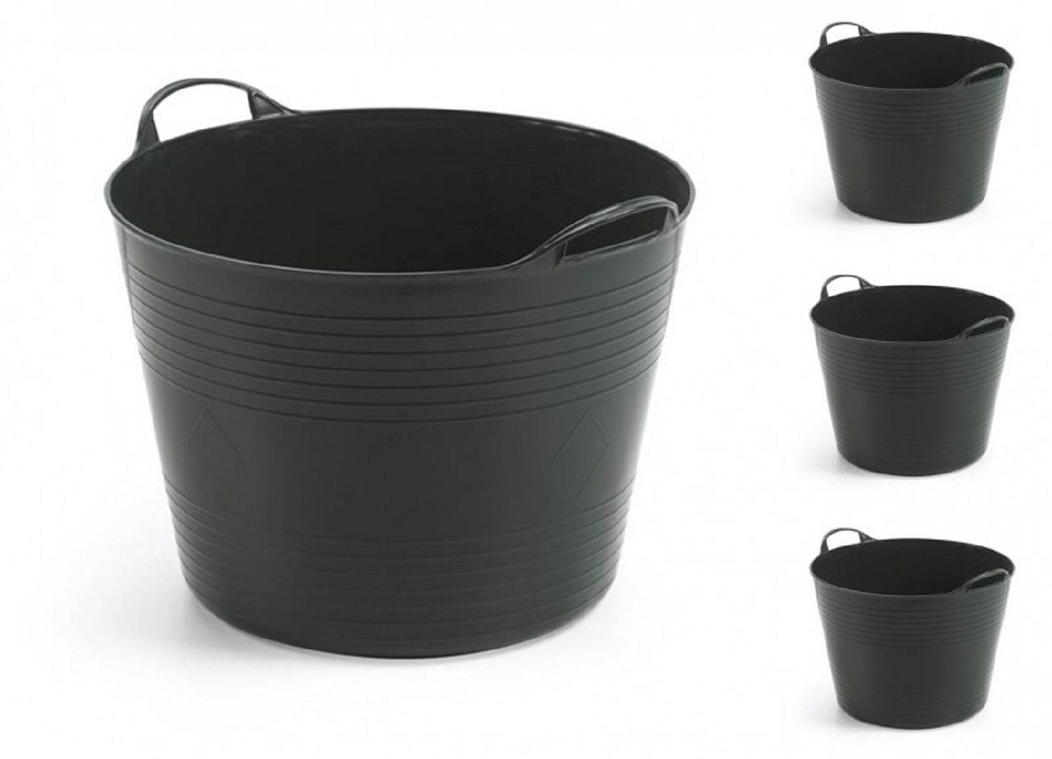 KreLeo Aufbewahrungskorb Set: 4 x Flexibler Mehrzweckkorb 40 Liter (Schwarz)