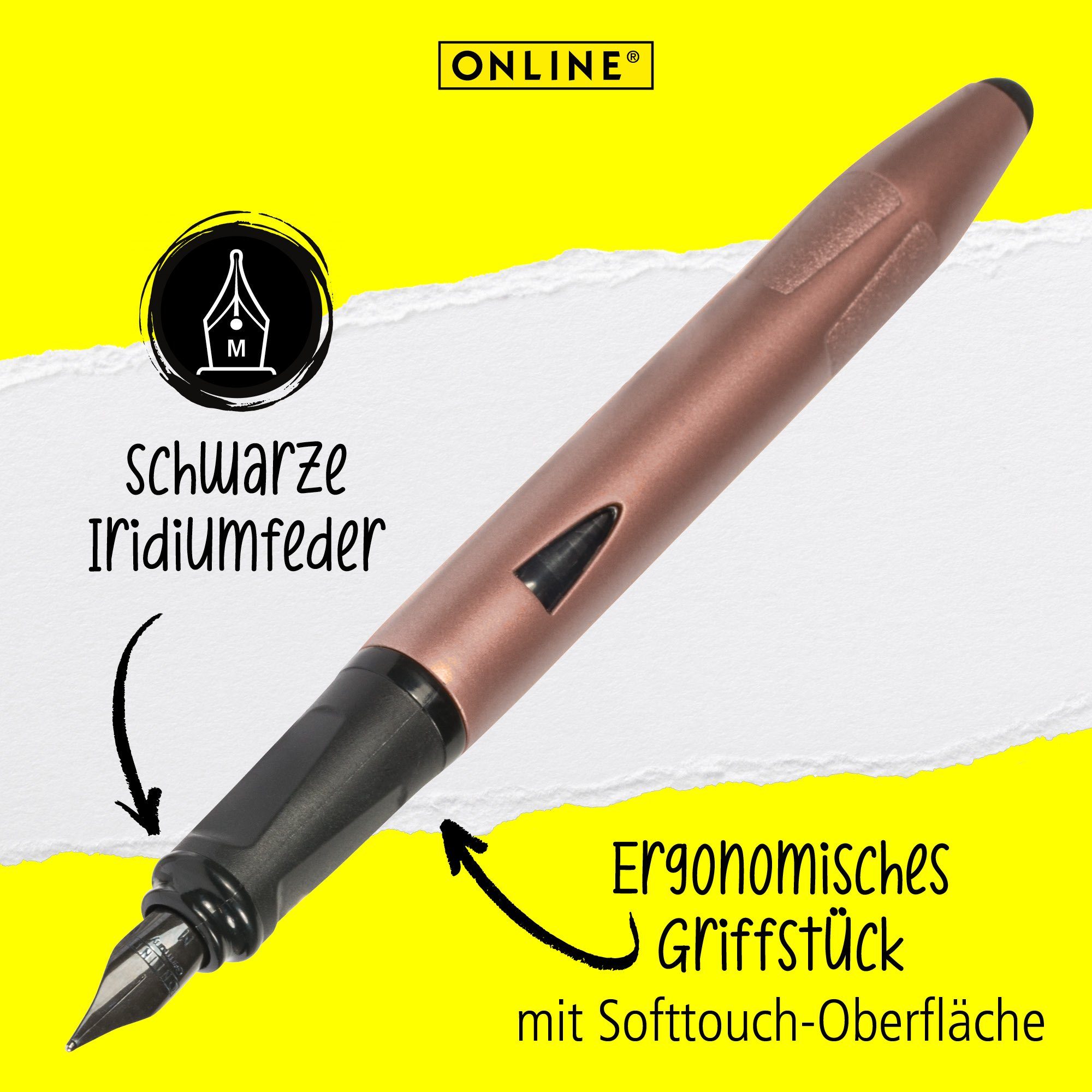 Online Pen Füller Switch Plus, ideal die Schule, mit Stylus-Tip für Rosegold ergonomisch