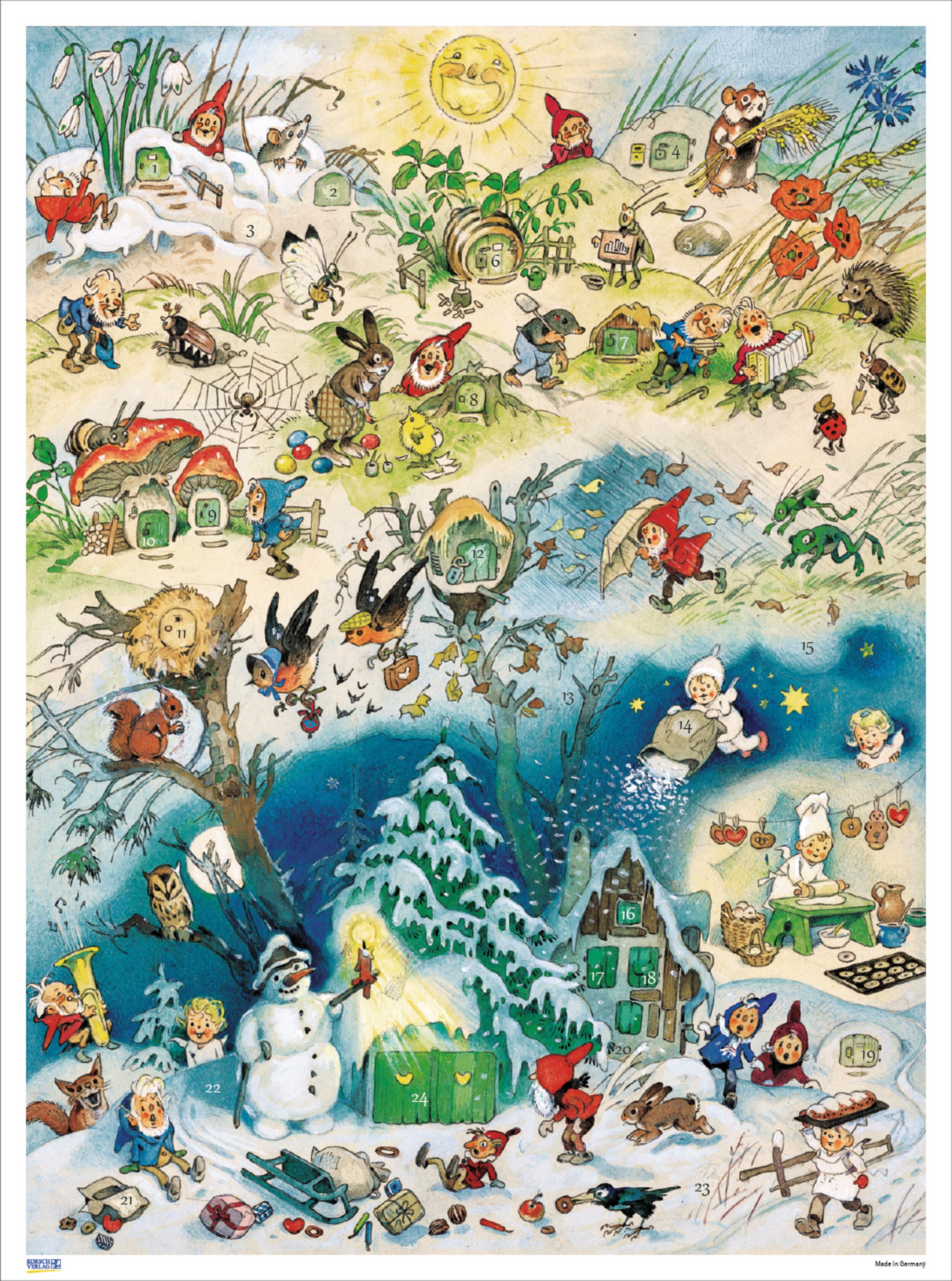 Korsch Verlag Adventskalender Adventskalender 'Vier Jahreszeiten' 29 x 39 cm