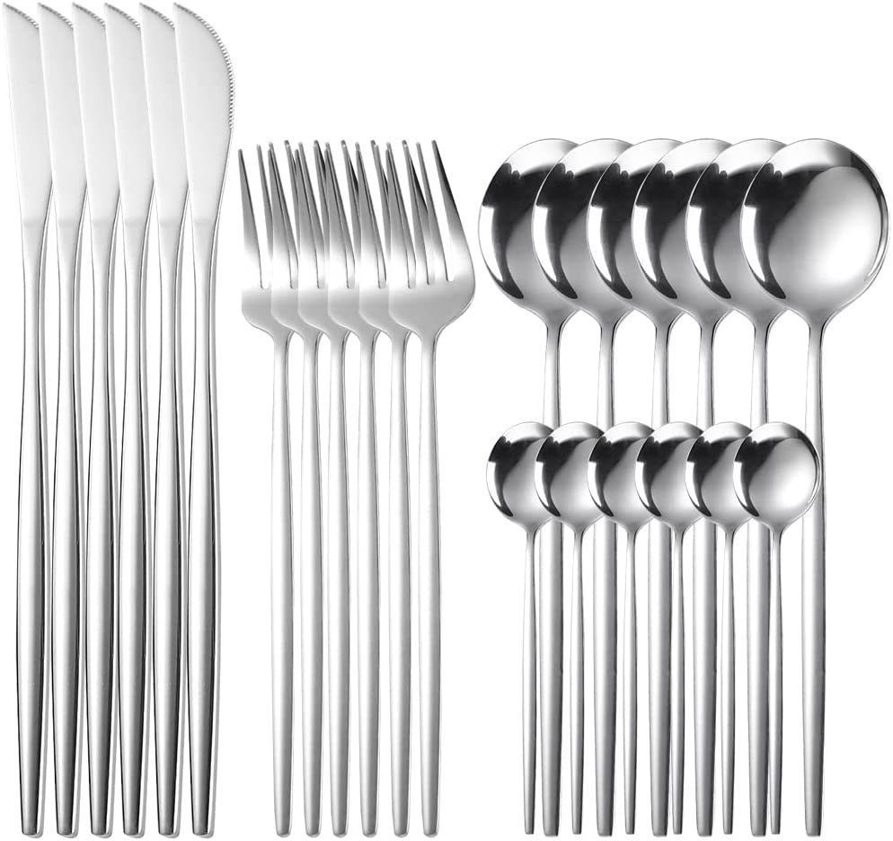 Coisini Besteck-Set Gabel Löffel 24/60tlg. Edelstahlbesteck für 6/12Personen Besteckset Silber