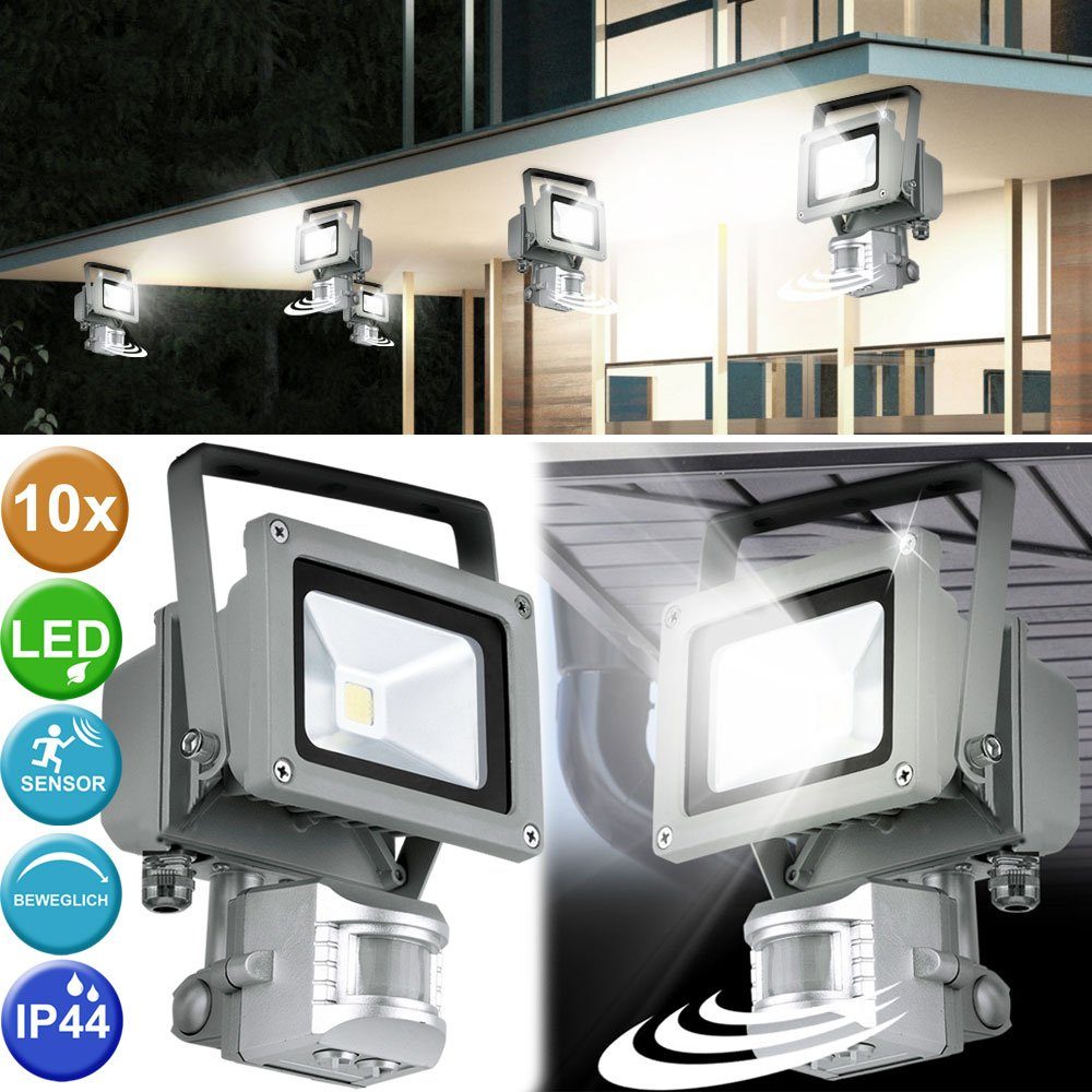 LED Wandstrahler, 10er Set LED Wand Strahler Bewegungsmelder