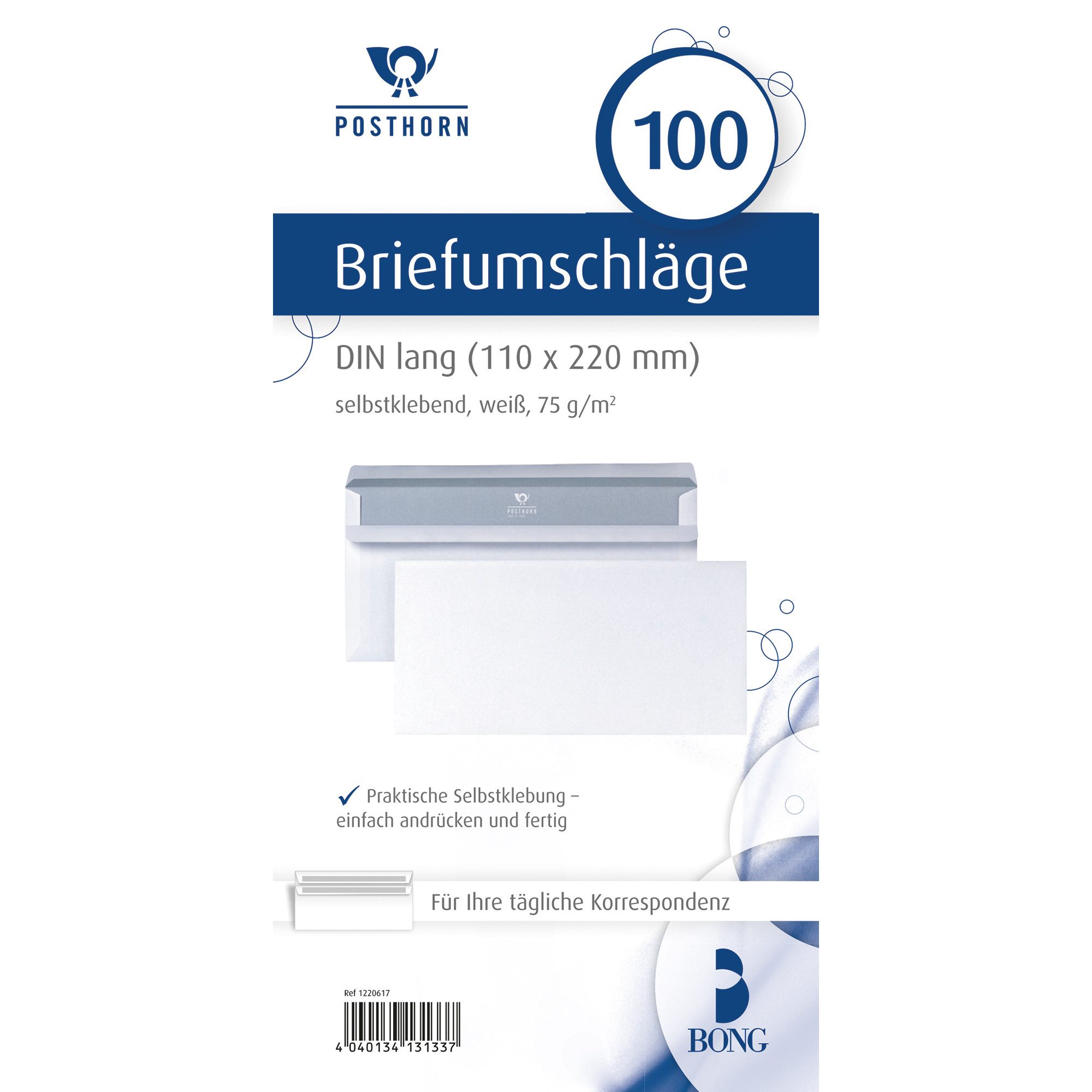 Briefumschlag Briefumschlag 01220617 DL ohne Fenster selbstklebend 75g weiß 100 Stüc