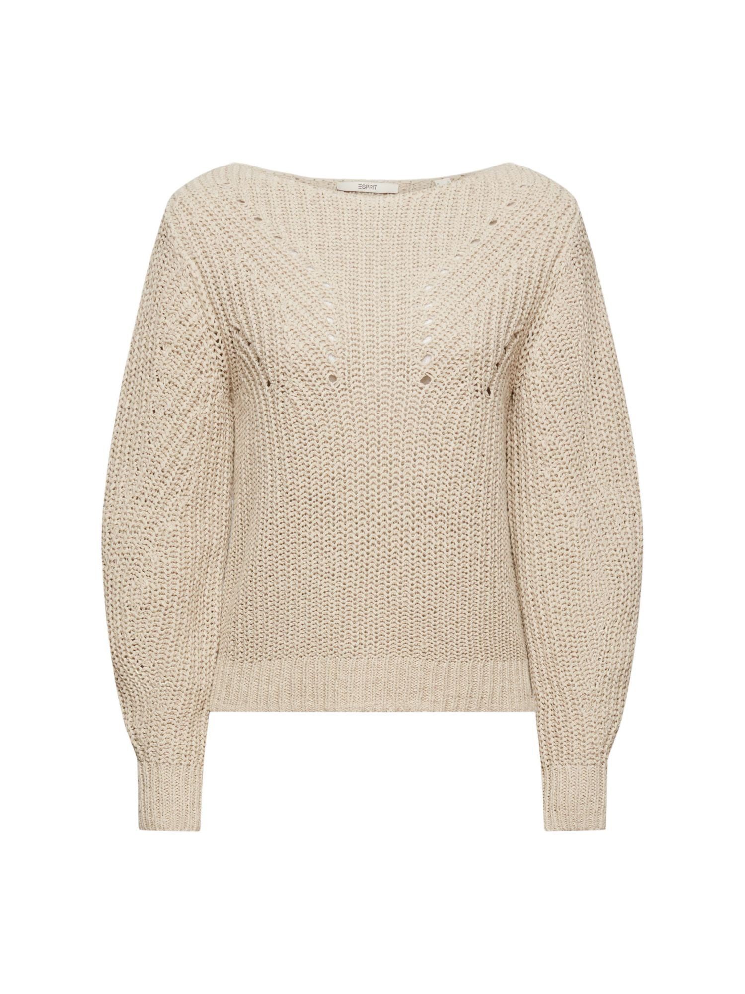 Esprit Rundhalspullover Offenmaschig gestrickter Pullover LIGHT TAUPE