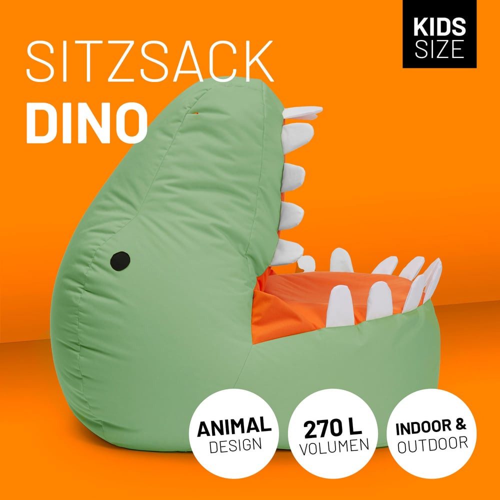 Lumaland Sitzsack Kinder Dino Kissen 90x90x70 cm (1 St), Sitzkissen, Kinder günstig online kaufen