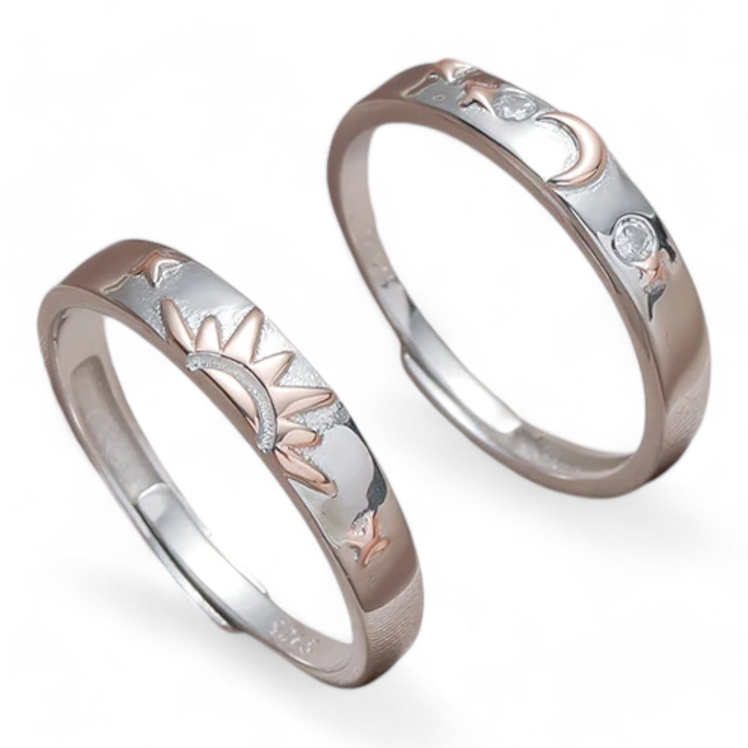 Eyecatcher Fingerring Freundschaftsring-Set Sonne Mond 925 Sterling Silber günstig online kaufen