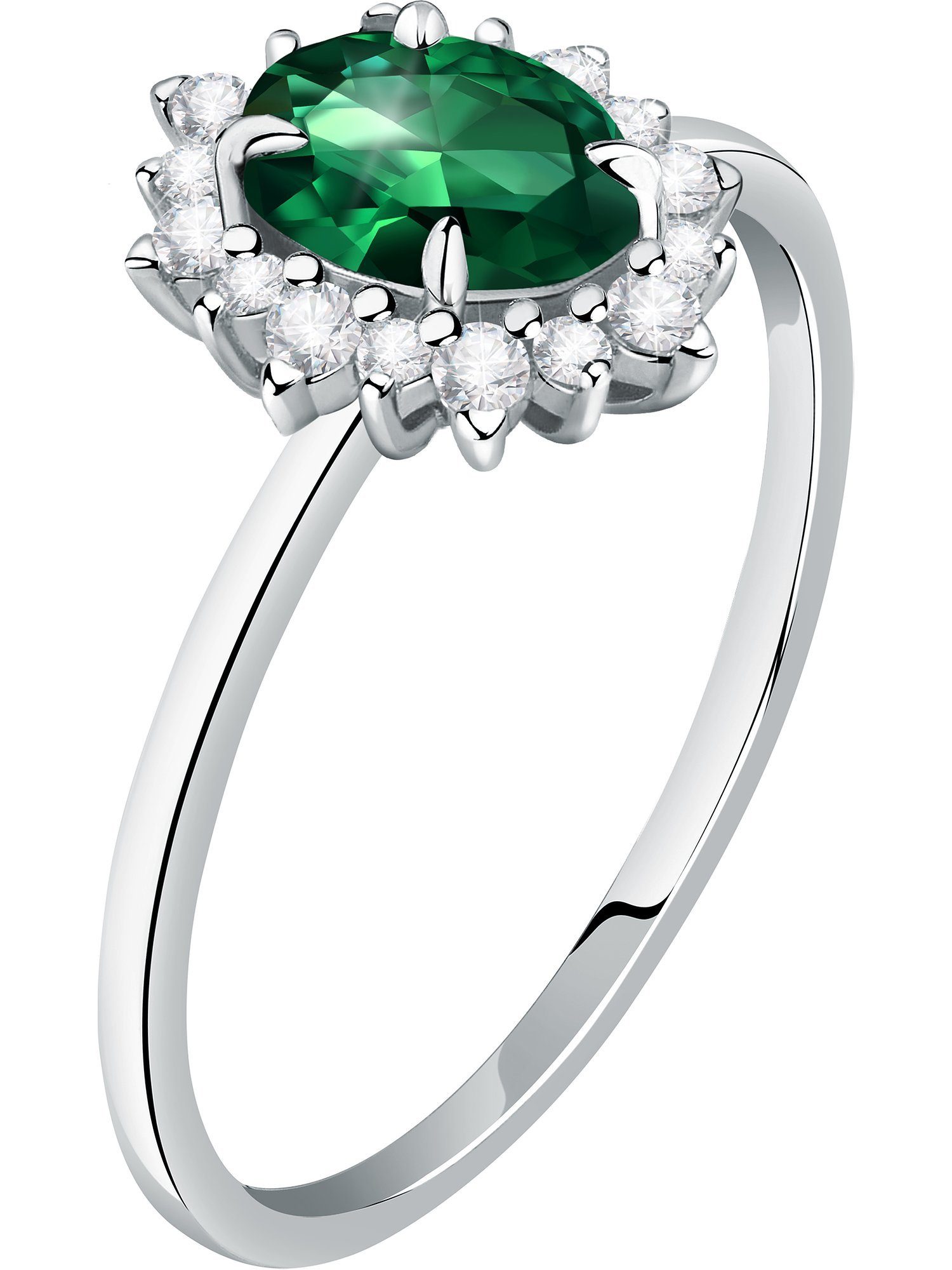 Live Diamond Diamantring, Smaragd (synthetisch), Lab Grown