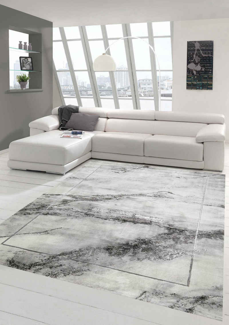 Teppich »Teppich modern Wohnzimmerteppich Marmor Optik in grau«, Teppich-Traum, rechteckig, Höhe 12 mm