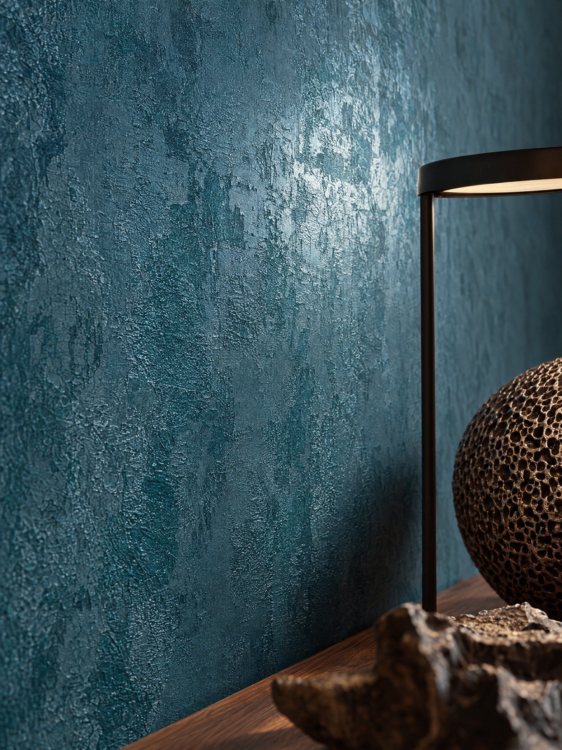 Newroom Vliestapete Specta Blue Tapete Tapete,Blau,Glitzer Putz,Beton,Betonoptik, modern – Bild 2 von 5