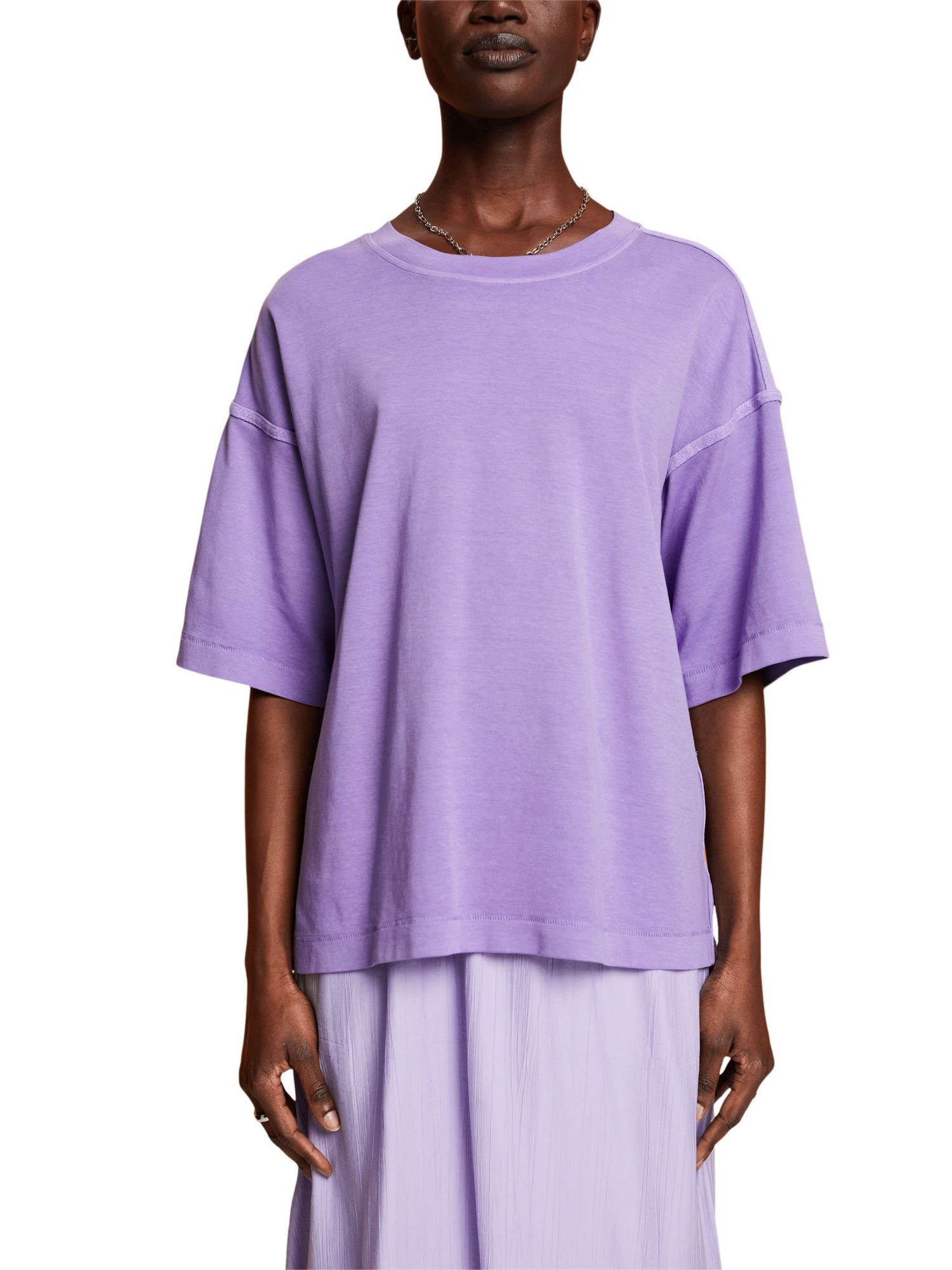 T-Shirt PURPLE Baumwolle aus (1-tlg) Oversize-T-Shirt Esprit