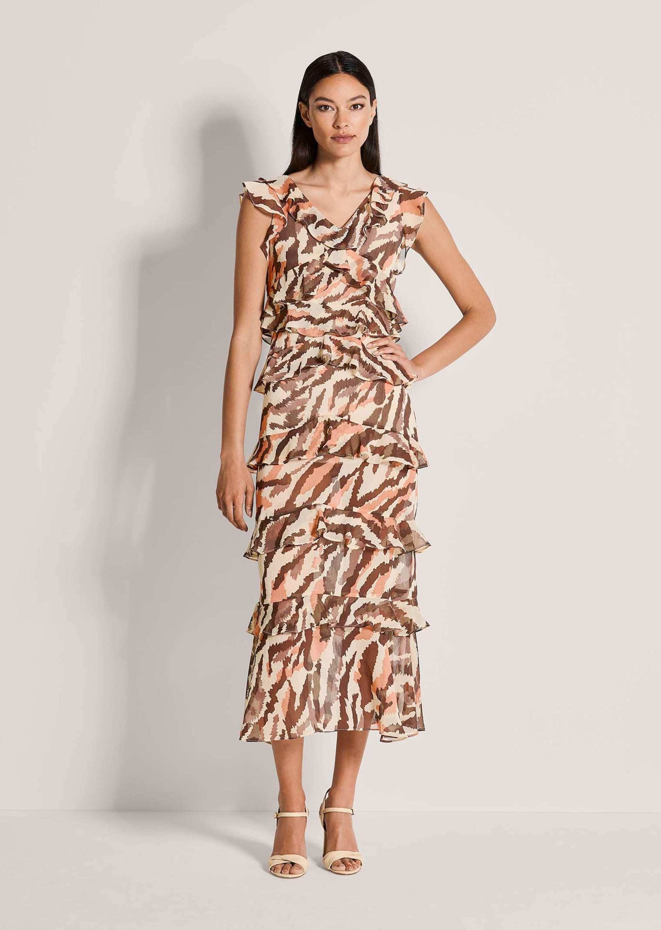 MADELEINE Midikleid Sommerkleid mit Animal-Print Midikleid mit V-Ausschnitt günstig online kaufen