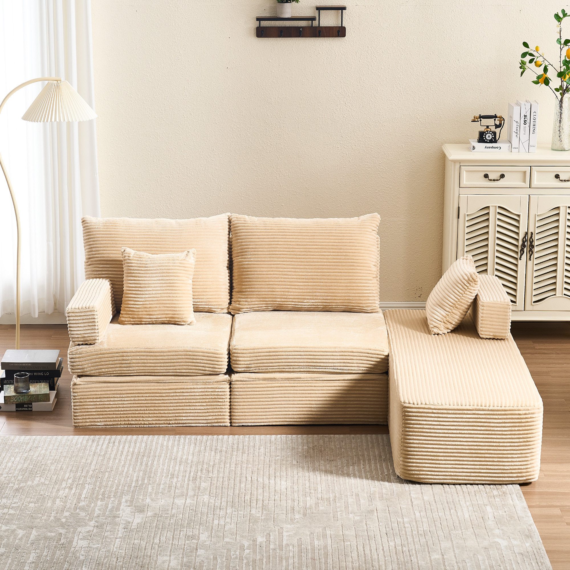 HOMYEDAMIC Ecksofa Ecksofa Doppelsofa with footstool günstig online kaufen