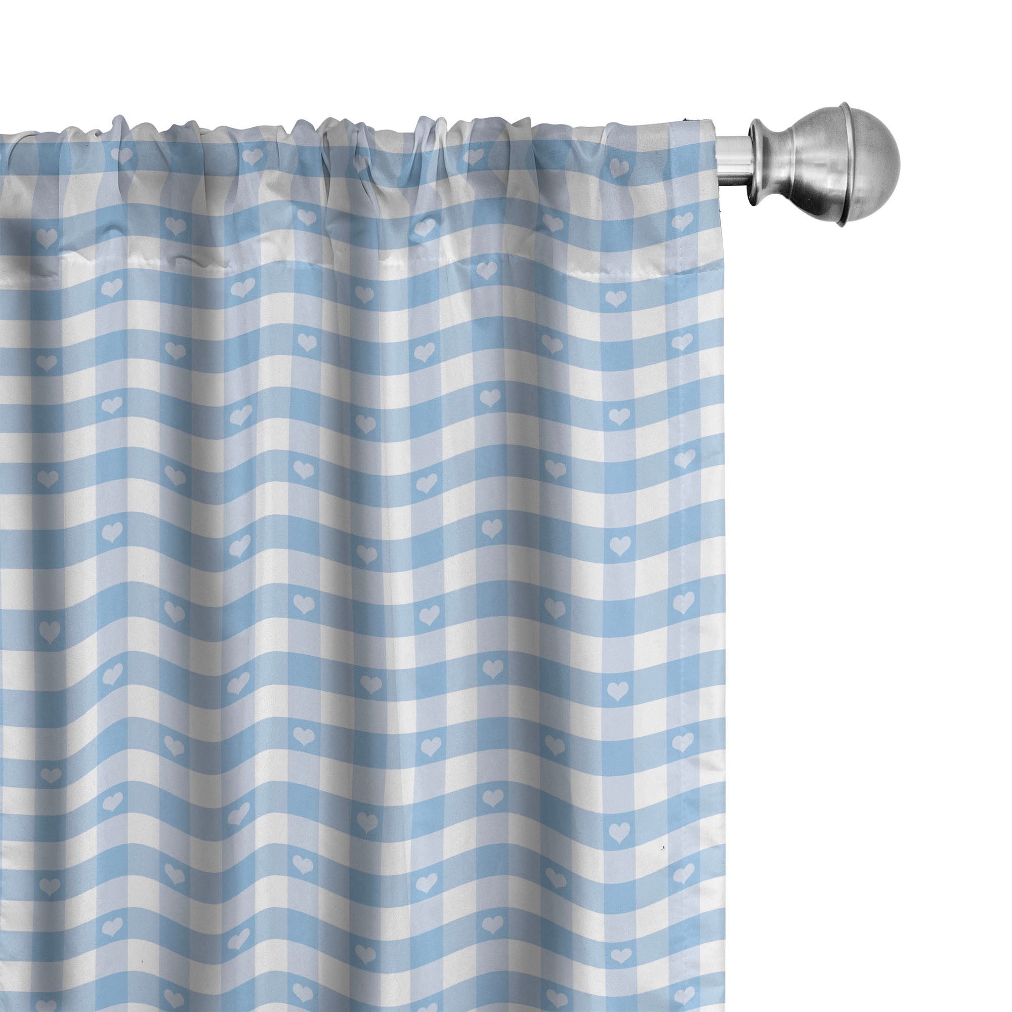 Abakuhaus Gardine Vorhang für Wohnzimmer Schlafzimmer Dekor, Microfaser, Kariert Gingham mit Herzen