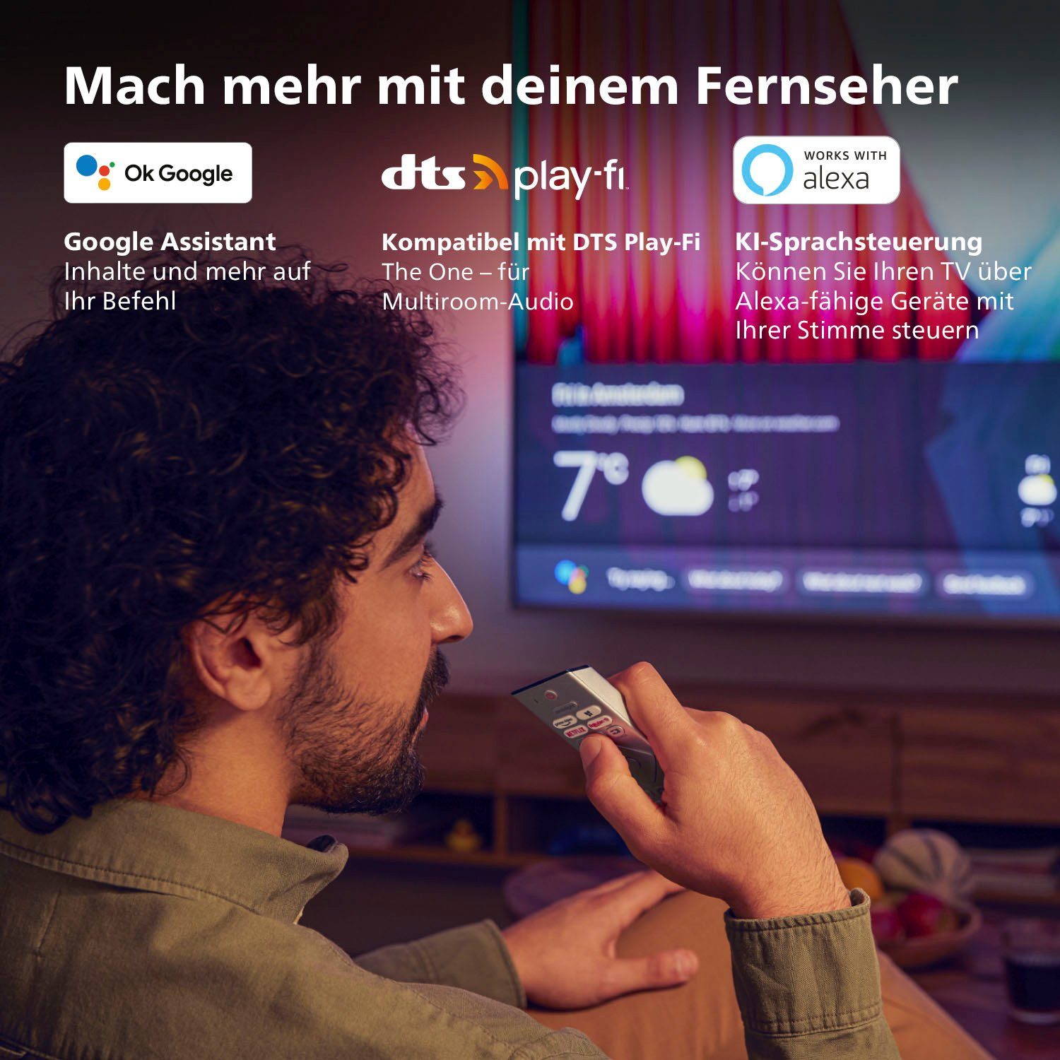 Philips 65PUS8507/12 LED-Fernseher (164 Android cm/65 Zoll, Smart-TV) TV, 4K HD, Ultra