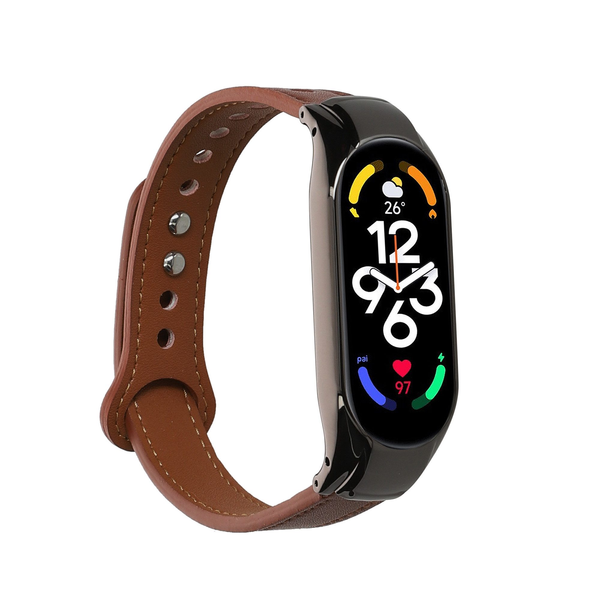 kwmobile Echtleder Armband für Xiaomi Mi Band 7 Smartwatch, 1-tlg., Ersatzarmband für Fitnesstracker - Wechselarmband Smartwatch