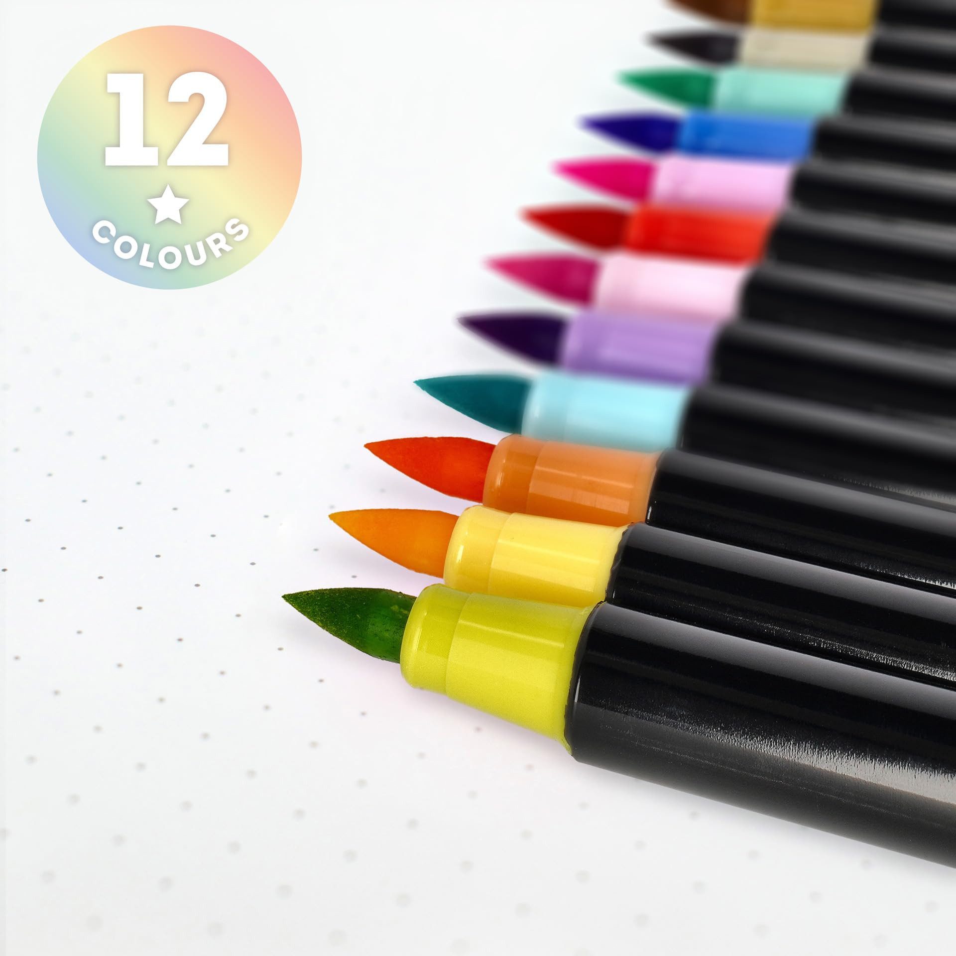 Legami Filzstift Set mit 12 Filzstiften mit flexibler Pinselspitze aus Nylonfaser, Pastellfarben, flüssige Striche, variable Breiten, 1 cm Durchmesser – Bild 3 von 4