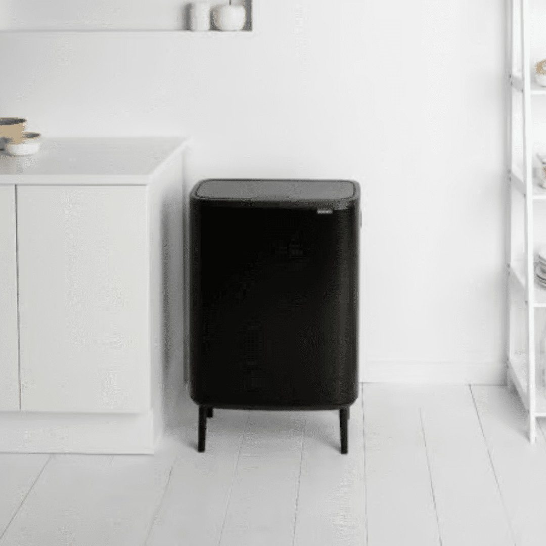 Brabantia Mülleimer Bo Touch Bin Hi 60l mit Kunststoffeinsatz Mattschwarz, 10 Jahre Herstellergarantie