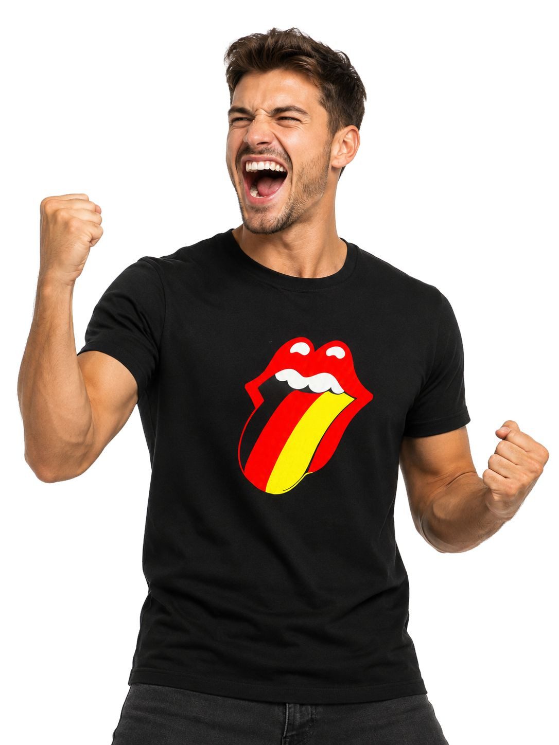 Print-Shirt Deutschland T-Shirt Herren Flagge Fan-Shirt schwarz WM