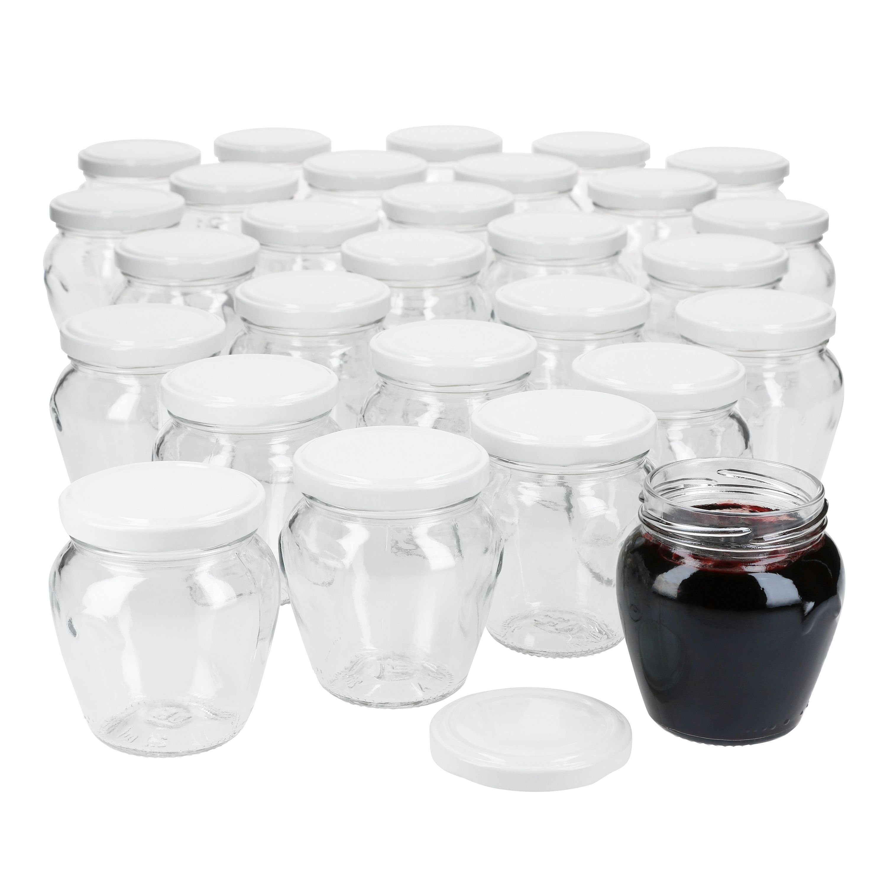 Set 75er Glas MamboCat 212ml To63 weiß, Vaso Orcio Einmachglas + Deckel Marmeladenglas