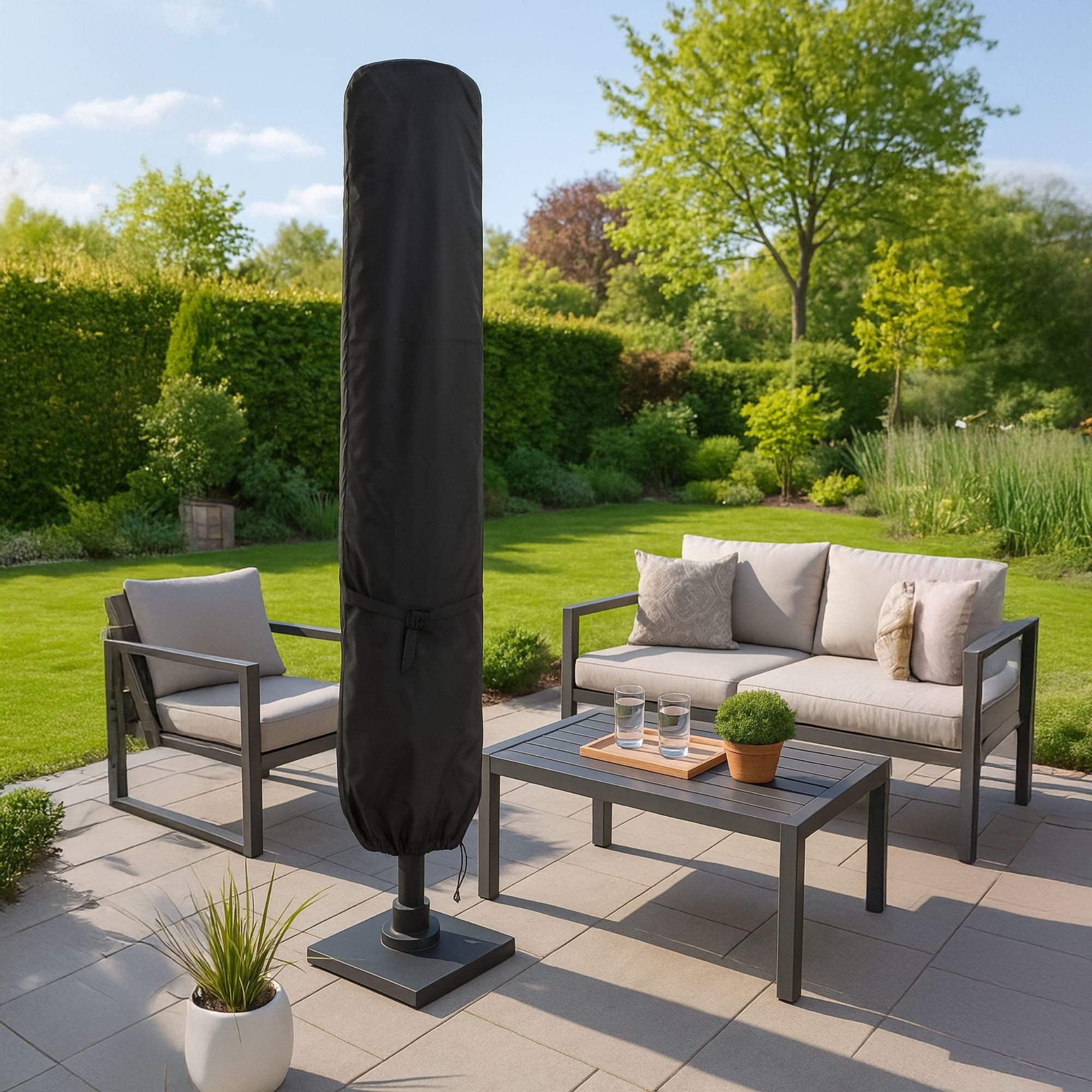 osoltus Gartenmöbel-Schutzhülle Schutzhaube für Ampelschirm mit Stab Sonnenschirm 3 x 3 m 3 x 4 m 350 – Bild 2 von 5