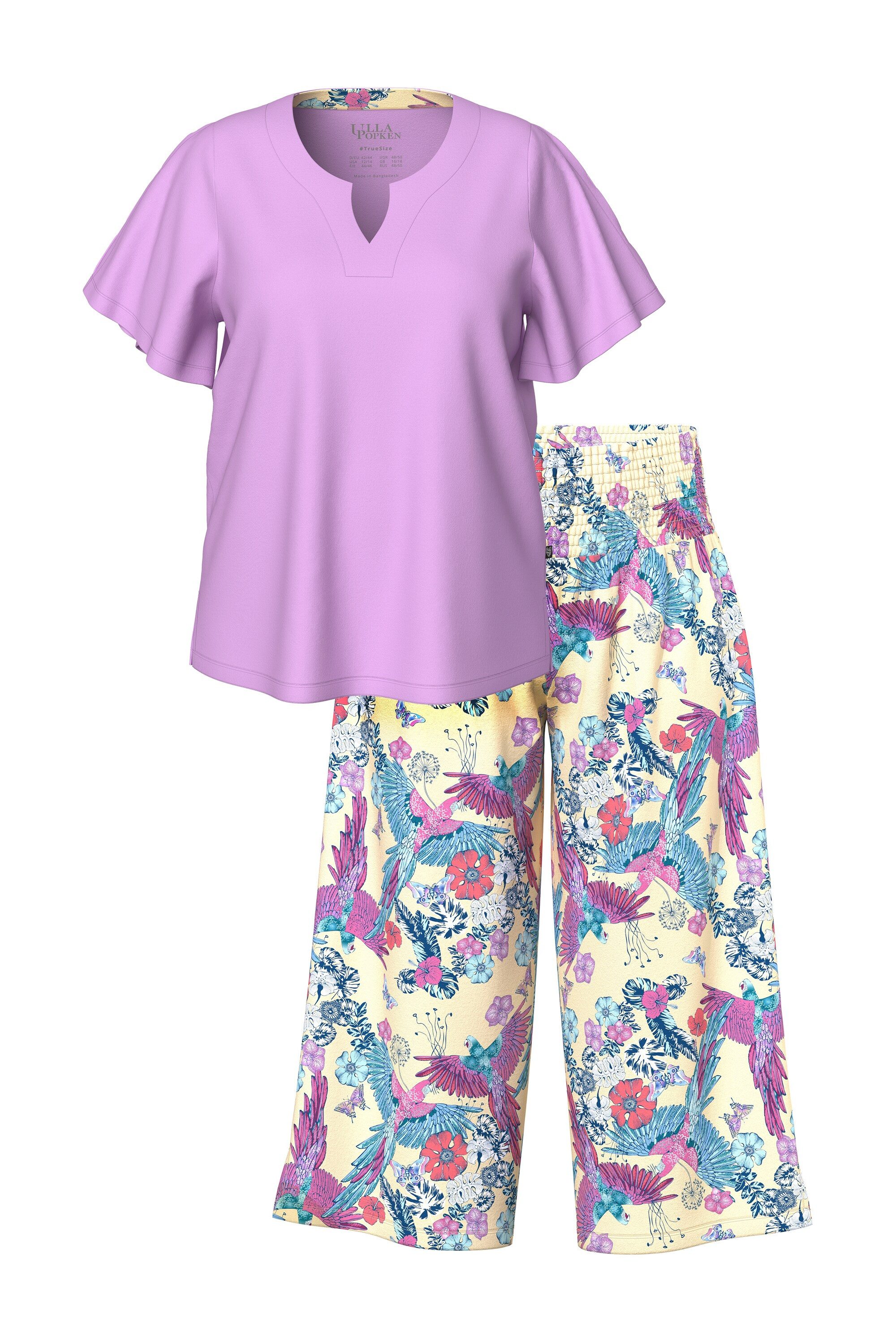Ulla Popken Pyjama Pyjama Papagei Tunika-Ausschnitt günstig online kaufen