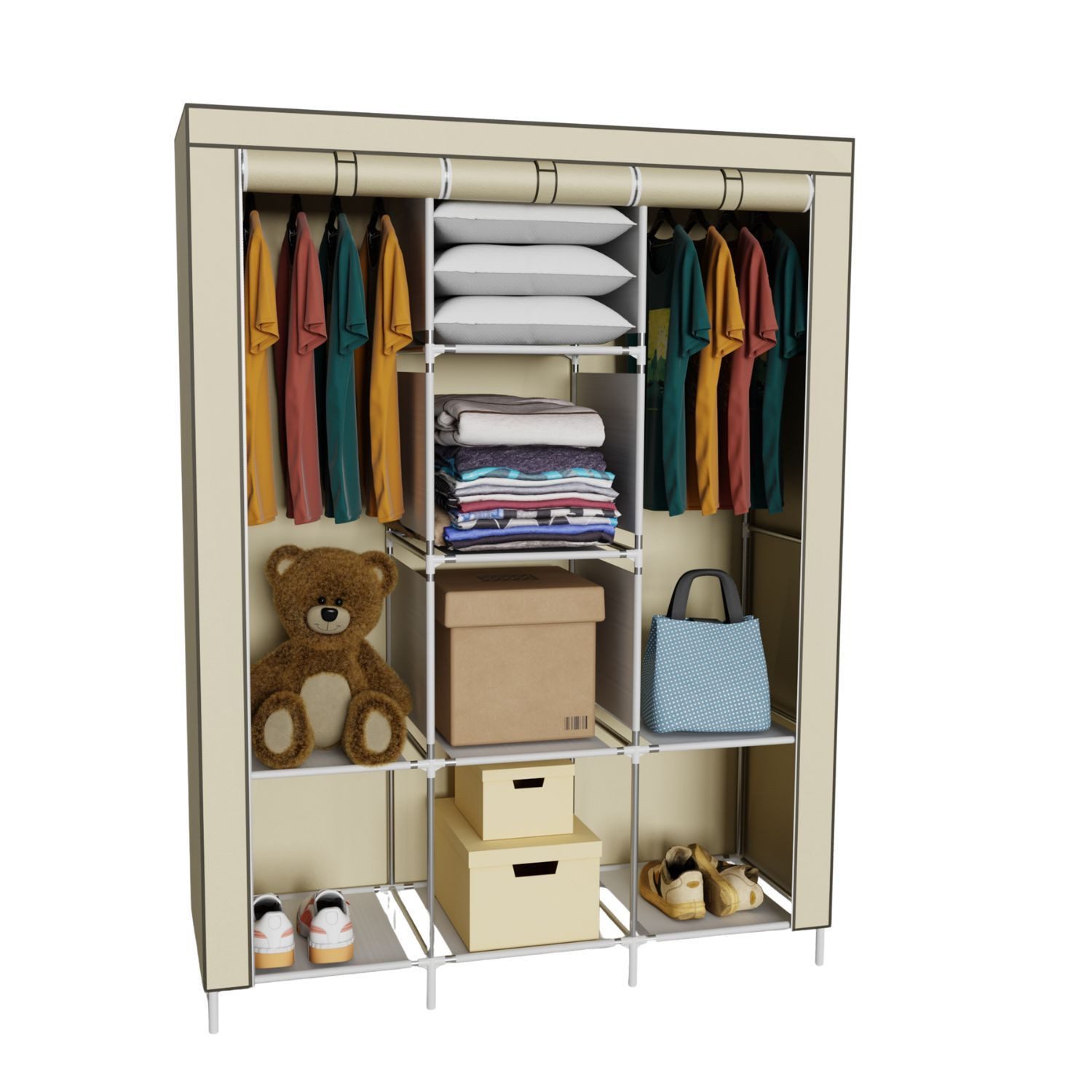 Coemo Standvitrine stabiler Stoffschrank Beige, leichte günstig online kaufen