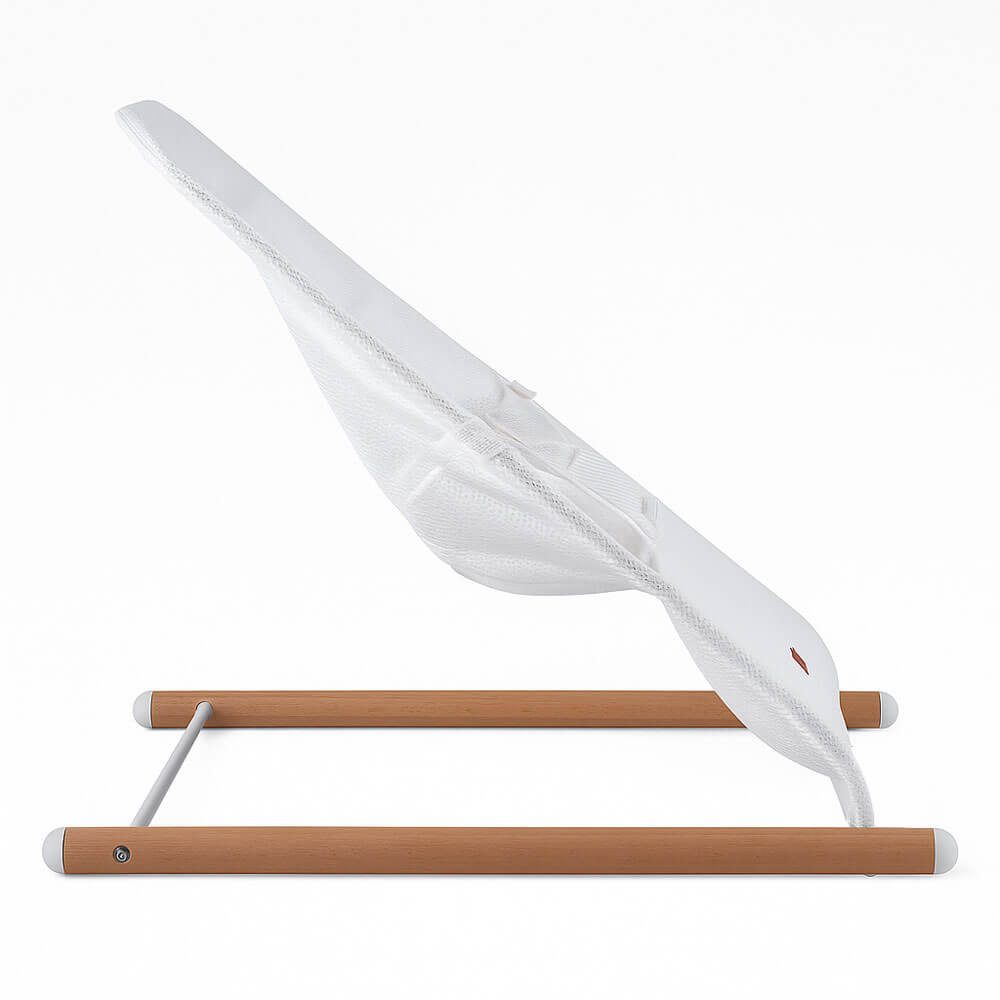 CHILDHOME Baby Bouncer, Baby Bouncer Rocking Chair Infant Baby Swing Wood Steel White