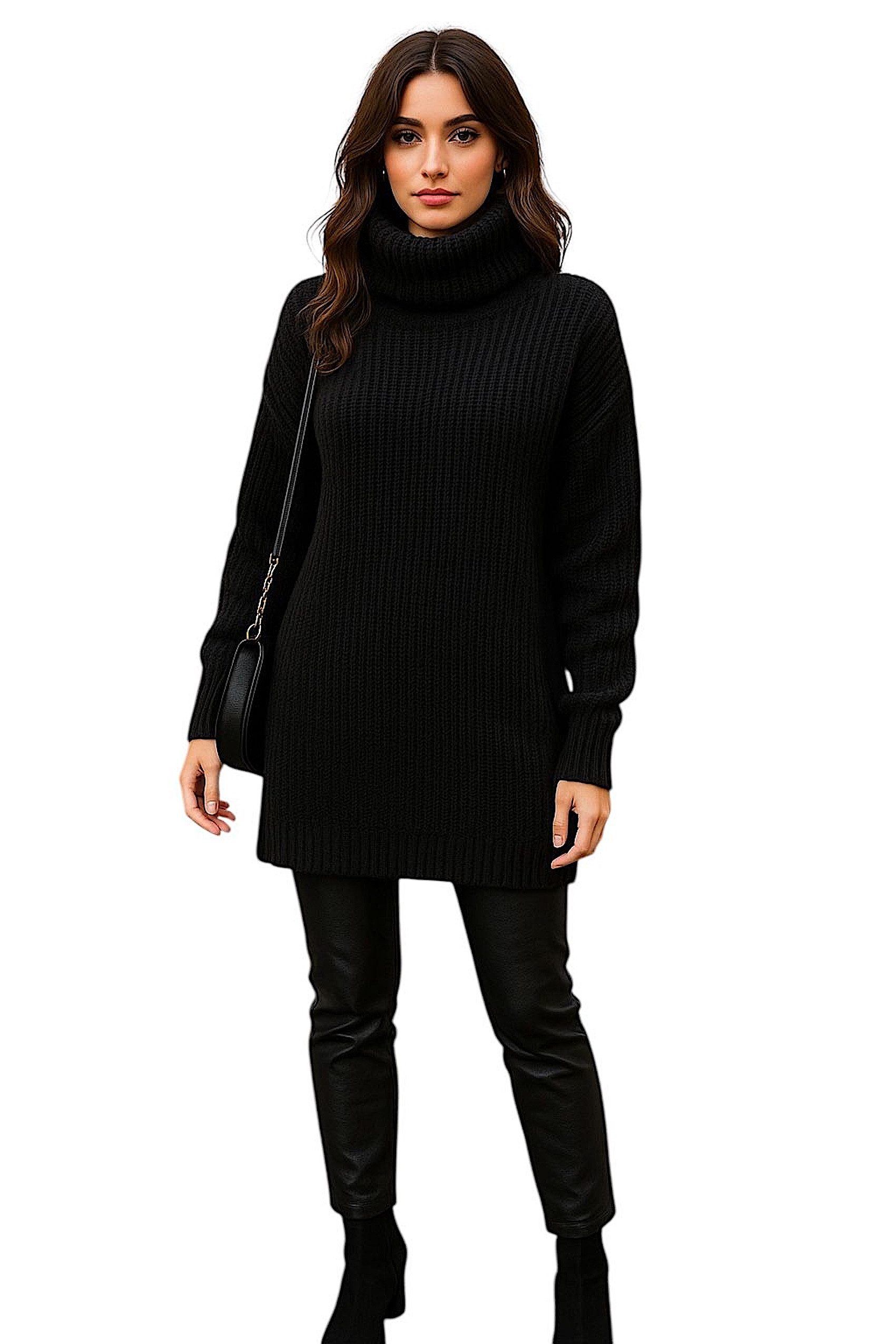Worldclassca Rollkragenpullover WORLDCLASSCA Damen Rollkragen Pullover Lang Oversize Winter Fashion Neue Kollektion - Stilvolle und gemütliche Strickmode für Damen