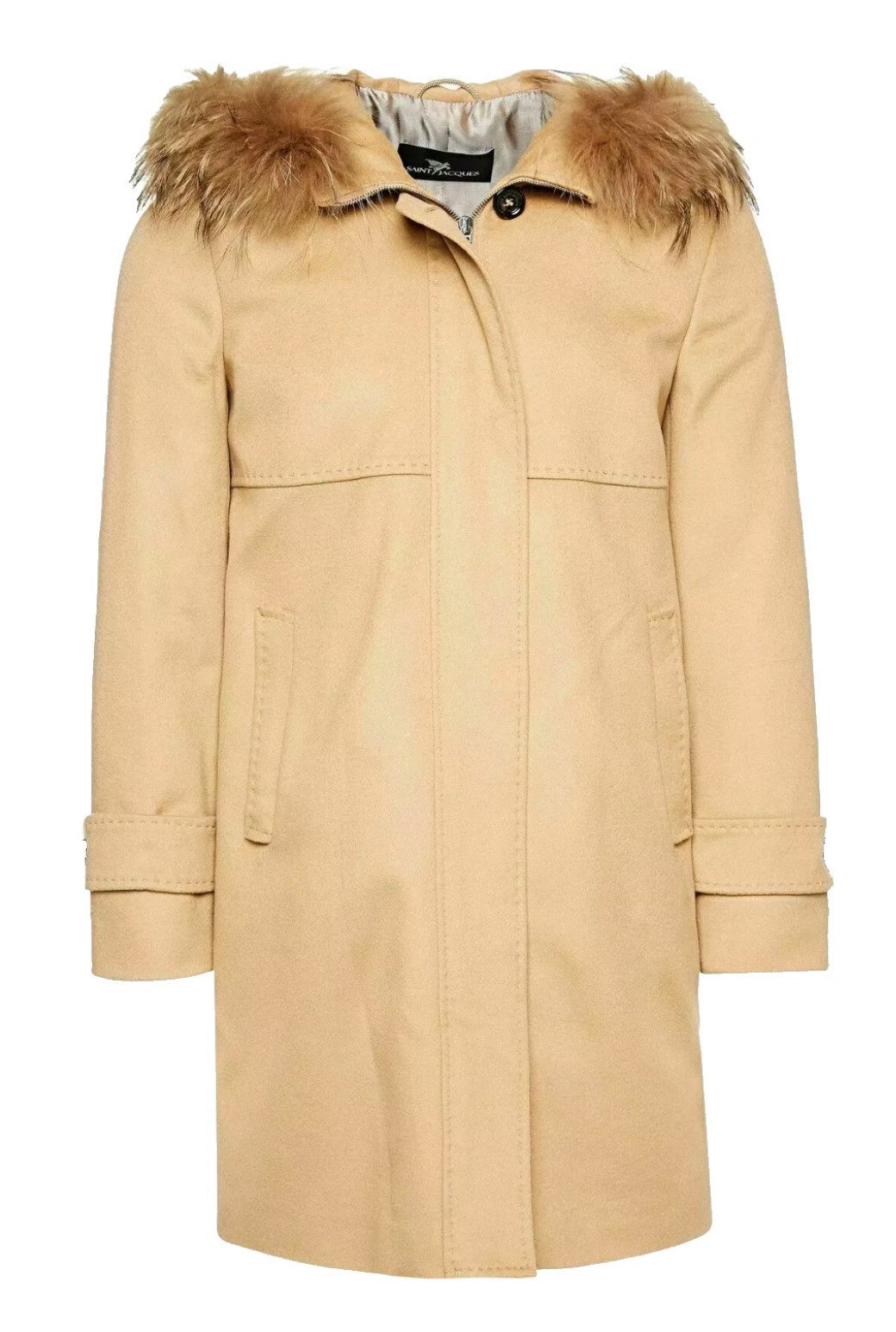 SAINT JACQUES Kurzmantel Damen Wollmantel Mantel mit Kapuze Made in Europe Hochwertiger Woll-Kaschmir-Mantel in klassischer Silhouette