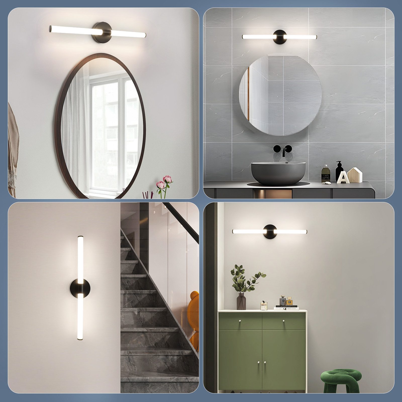 Glitzerlife Spiegelleuchte Bad Wandlampe LED - 8W Badlampe 60CM Wandleuchte 4000K Neutralweiß Modern IP44 Wasserdicht Badlampe Chrom Für Badschrank Keller Küche_voghion.com