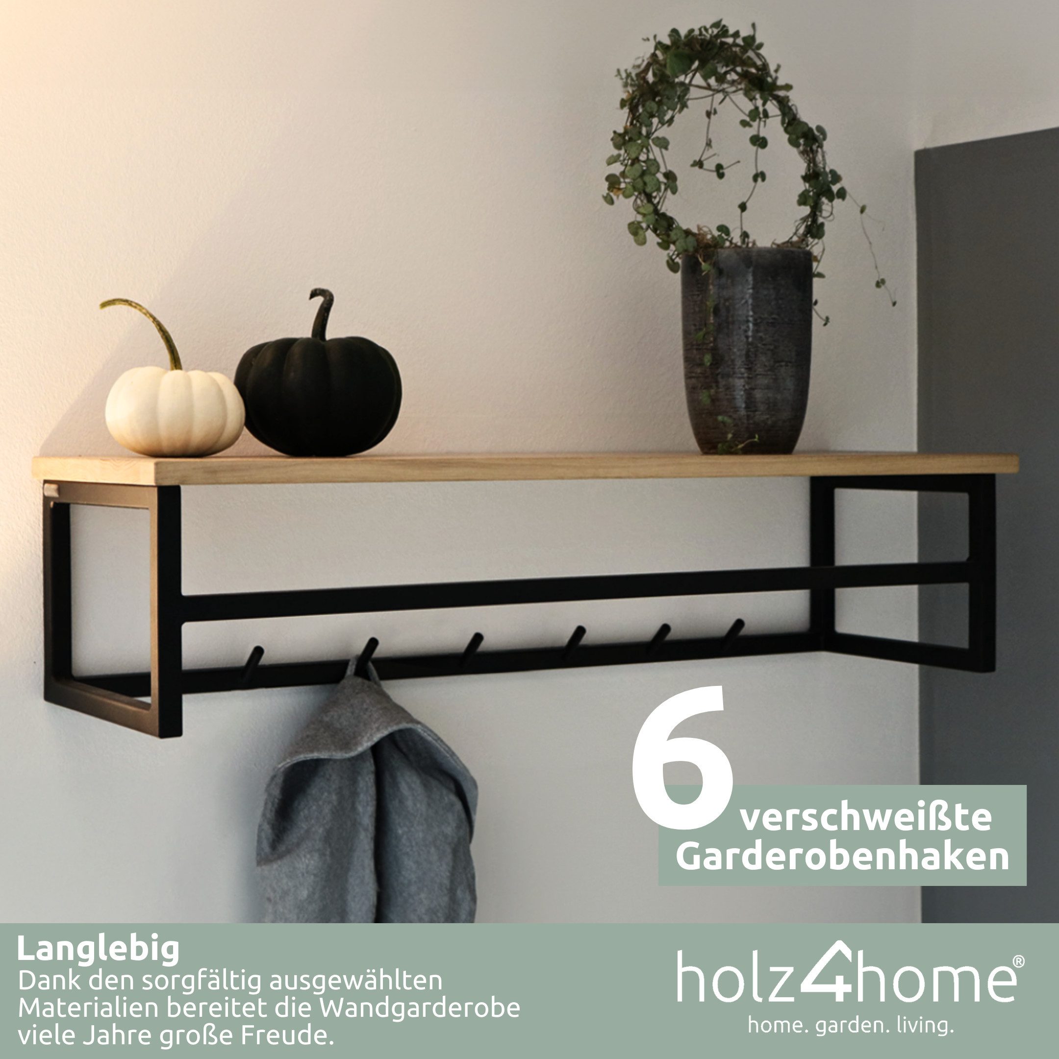 holz4home® Wandgarderobe Garderobe aus massivem Eichenholz günstig online kaufen