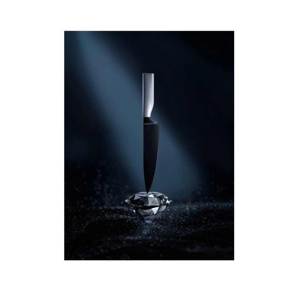 WMF Santokumesser Ultimate Black Santokumesser, 18,5 cm, Klinge 18,5 cm, immerwährende Schärfe, sicherer Fingerschutz