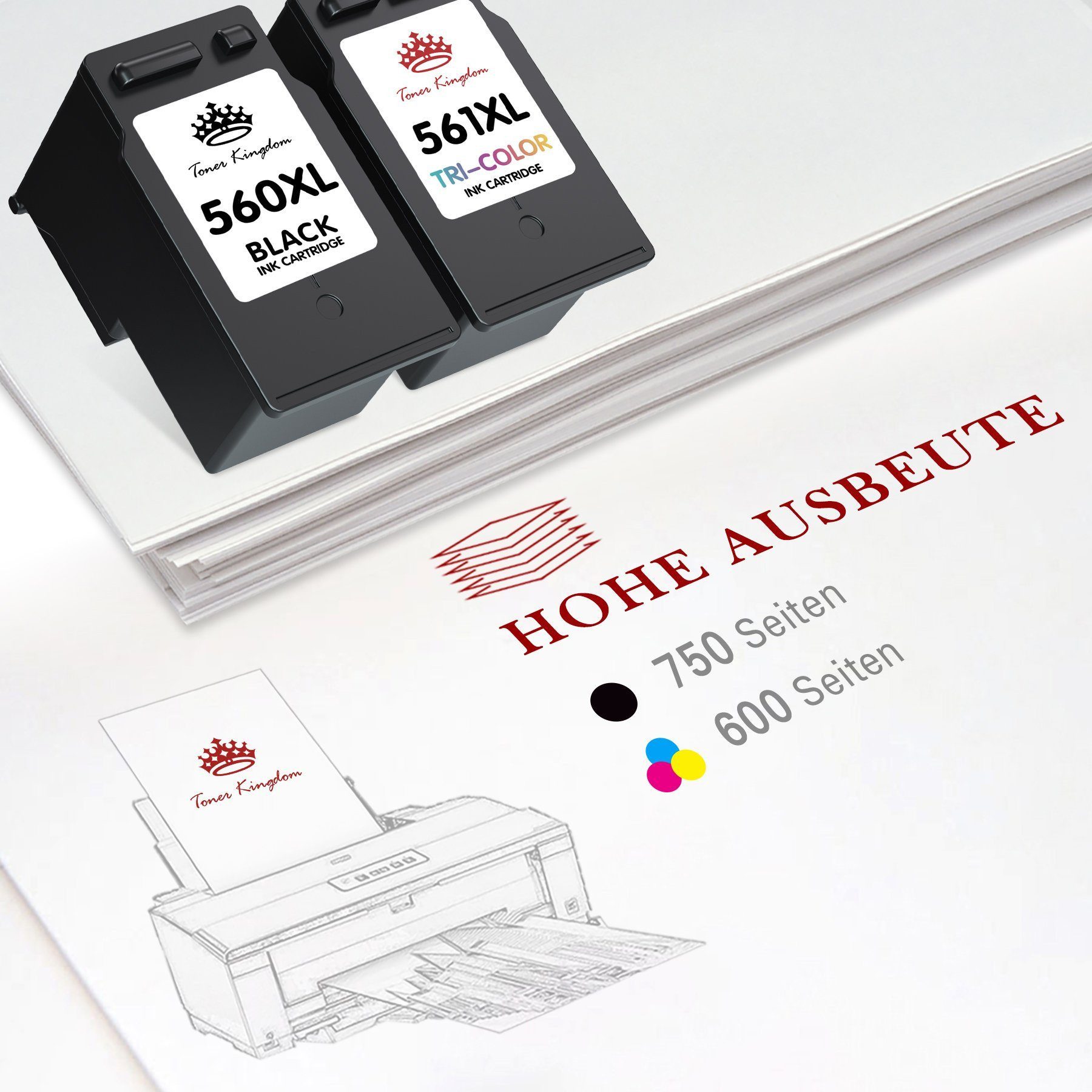 Toner Kingdom PG-560XL CL-561 XL für CANON 560 561 Tintenpatrone (Pixma TS5352 TS5350 TS5351 TS5352 TS5353 TS7450 TS7451)