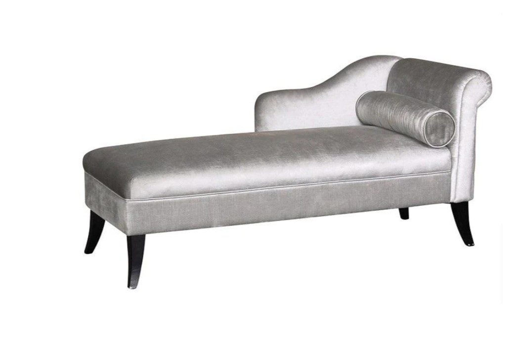 Xlmoebel Relaxliege Moderne Chaiselongue aus Stoff in Silber für das Wohnzimmer, 1 Teile, Made in Europa