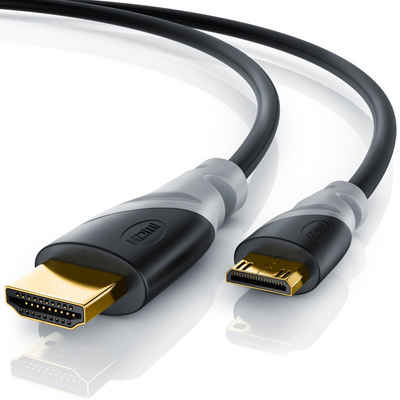CSL HDMI-Kabel, HDMI Typ A Stecker, miniHDMI Stecker Typ C, (100 cm), 4K mini HDMI 1.4a / 2.0 Kabel mit Ethernet - 1080p 2160p 4k bei 30 Hz - 3 Fach geschirmt - 1m