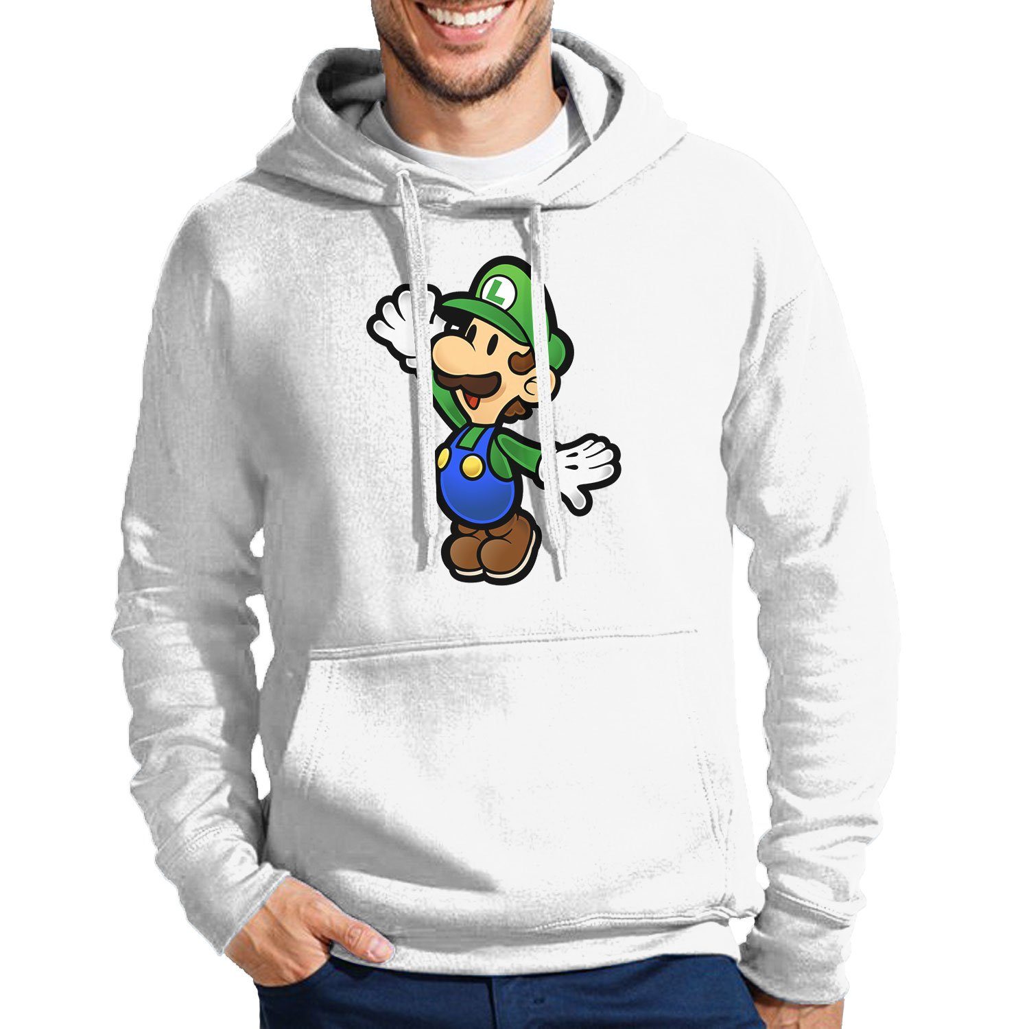 Blondie & Brownie Hoodie Herren Luigi Nintendo Mario Peach Yoshi Gaming Mit Kapuze Weiß