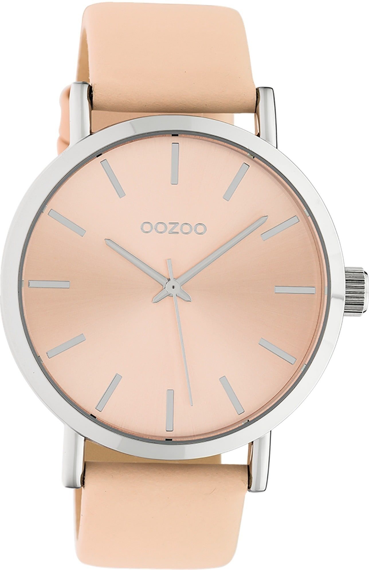 OOZOO Quarzuhr Oozoo Damen Armbanduhr OOZOO Timepieces, Damenuhr rund, groß (ca. 42mm), Lederarmband beige, Fashion