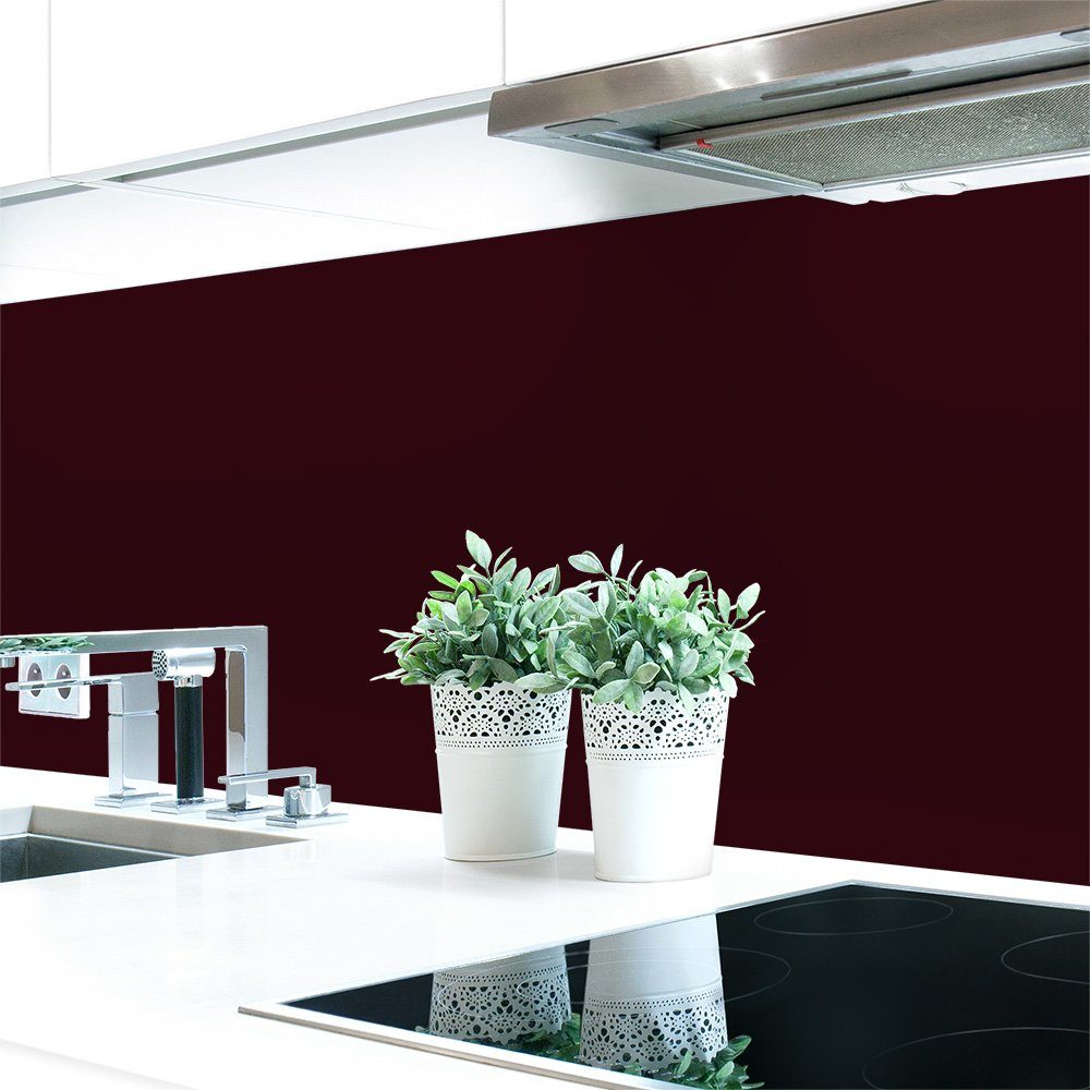 DRUCK-EXPERT Küchenrückwand Küchenrückwand Rottöne Unifarben Premium Hart-PVC 0,4 mm selbstklebend Schwarzrot ~ RAL 3007