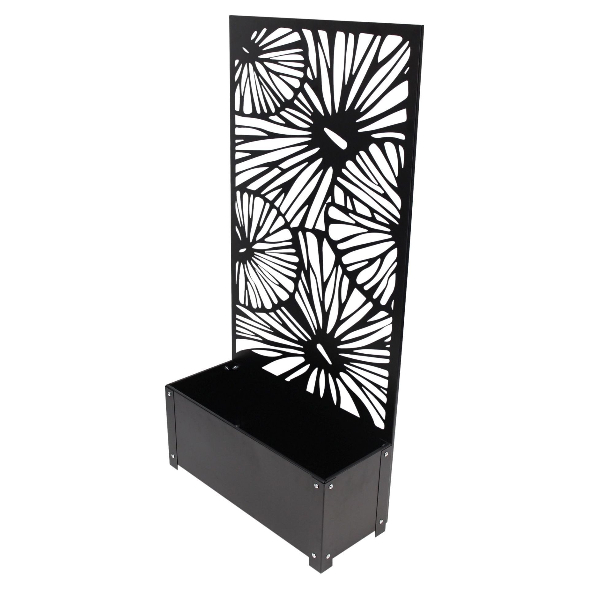 Dekoleidenschaft Blumenkasten mit Rankgitter, Metall schwarz, Pflanzkasten mit Spalier, 60x24x24 cm, mit Rankhilfe 122 cm hoch, Hochbeet mit Sichtschutz